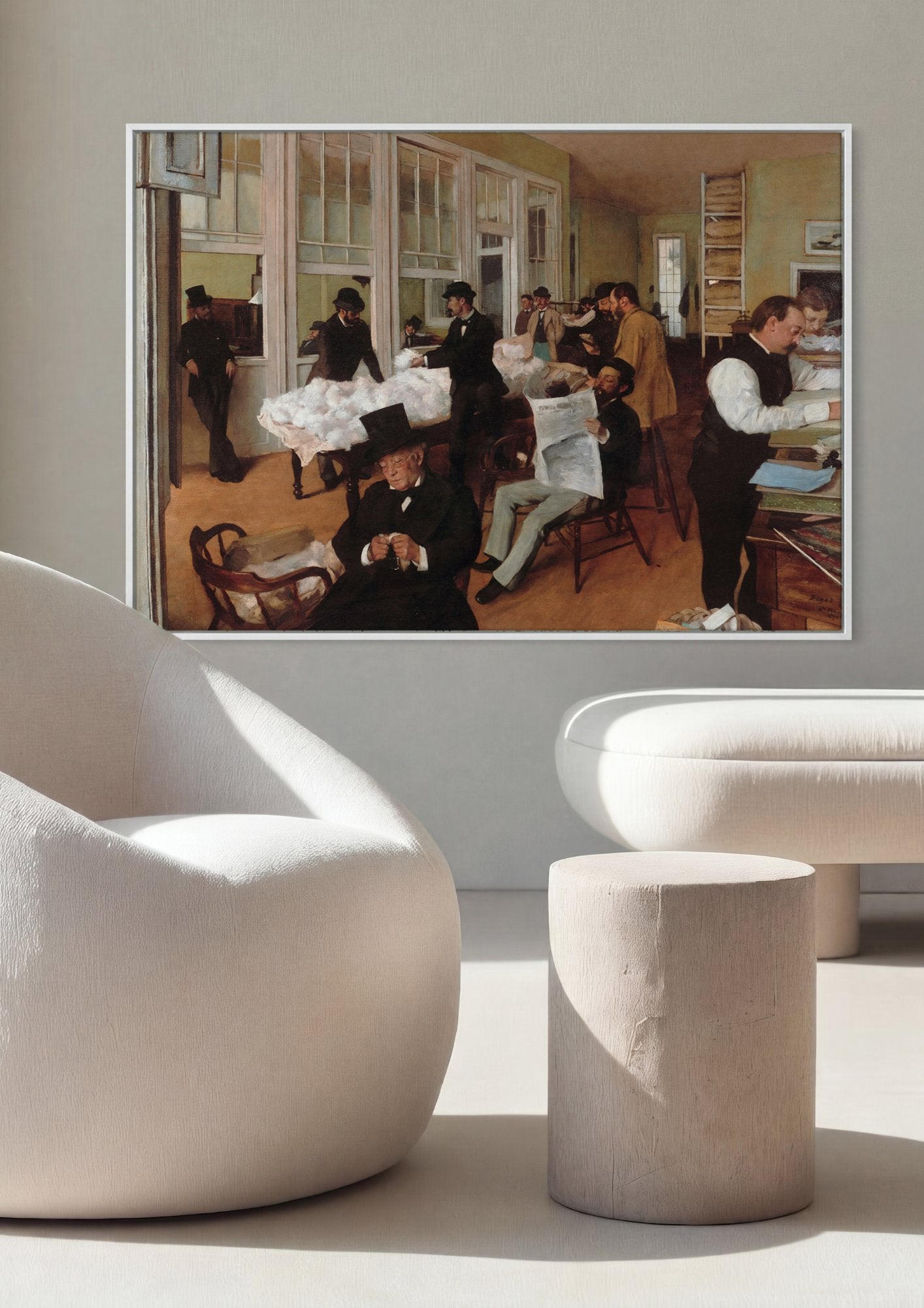 Quadro Decorativo O Escritório de Algodão em Nova Orleans - Degas em ambiente decorado