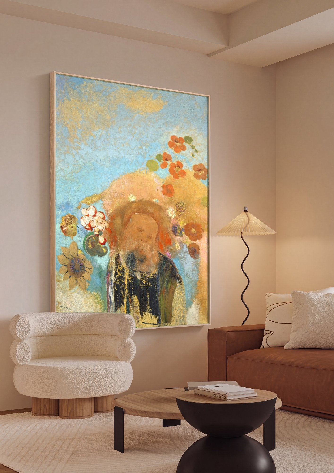 Quadro Decorativo O Velho com Flores - Odilon Redon em ambiente decorado