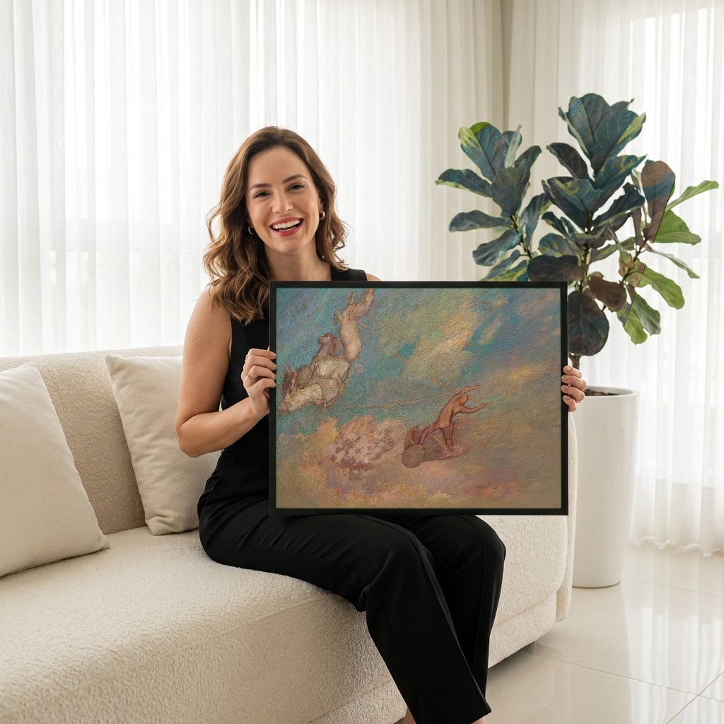 Quadro Decorativo Carruagem de Apolo - Odilon Redon com modelo em ambiente