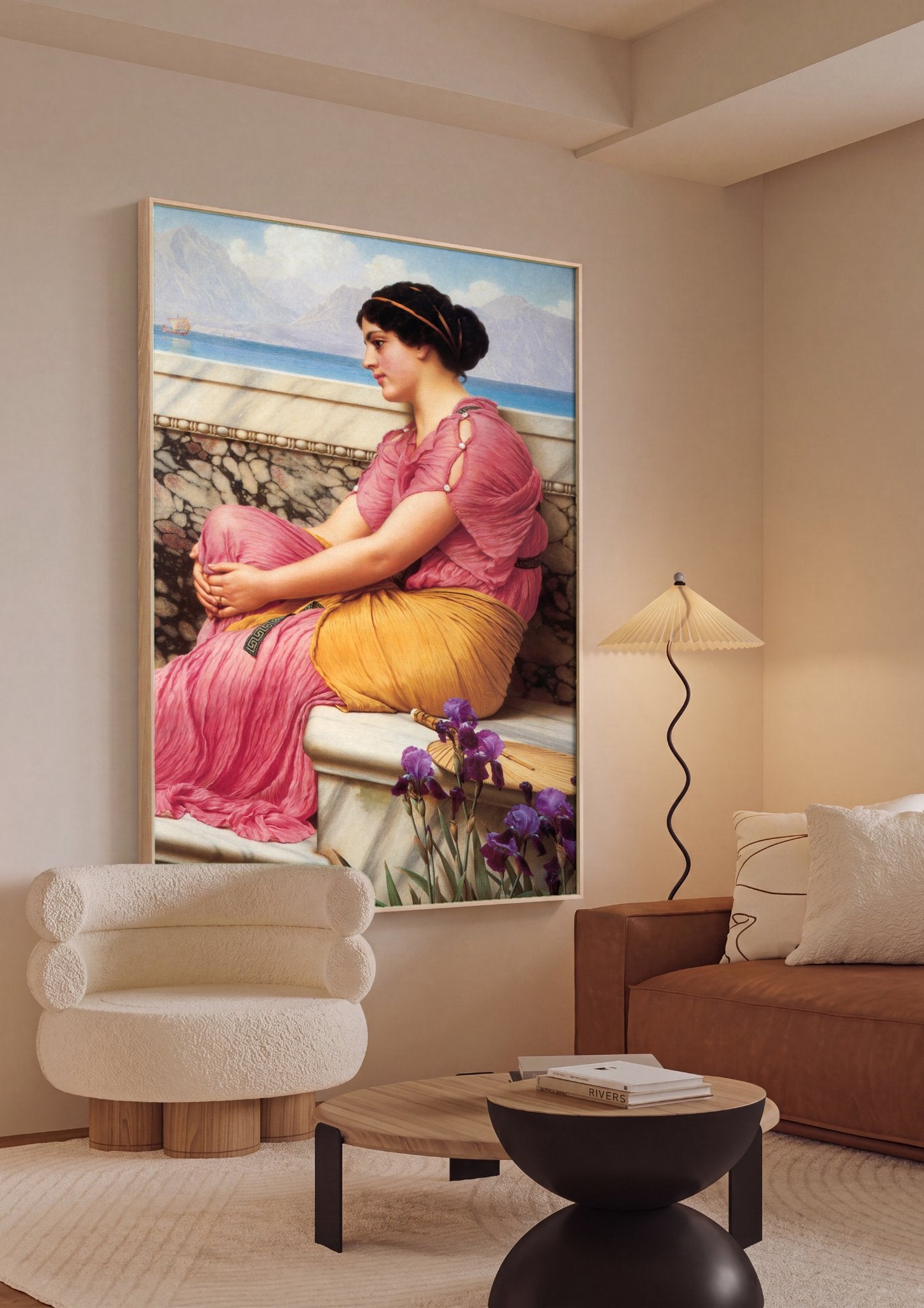 Quadro Decorativo A New Arrival - J.W. Godward em ambiente decorado