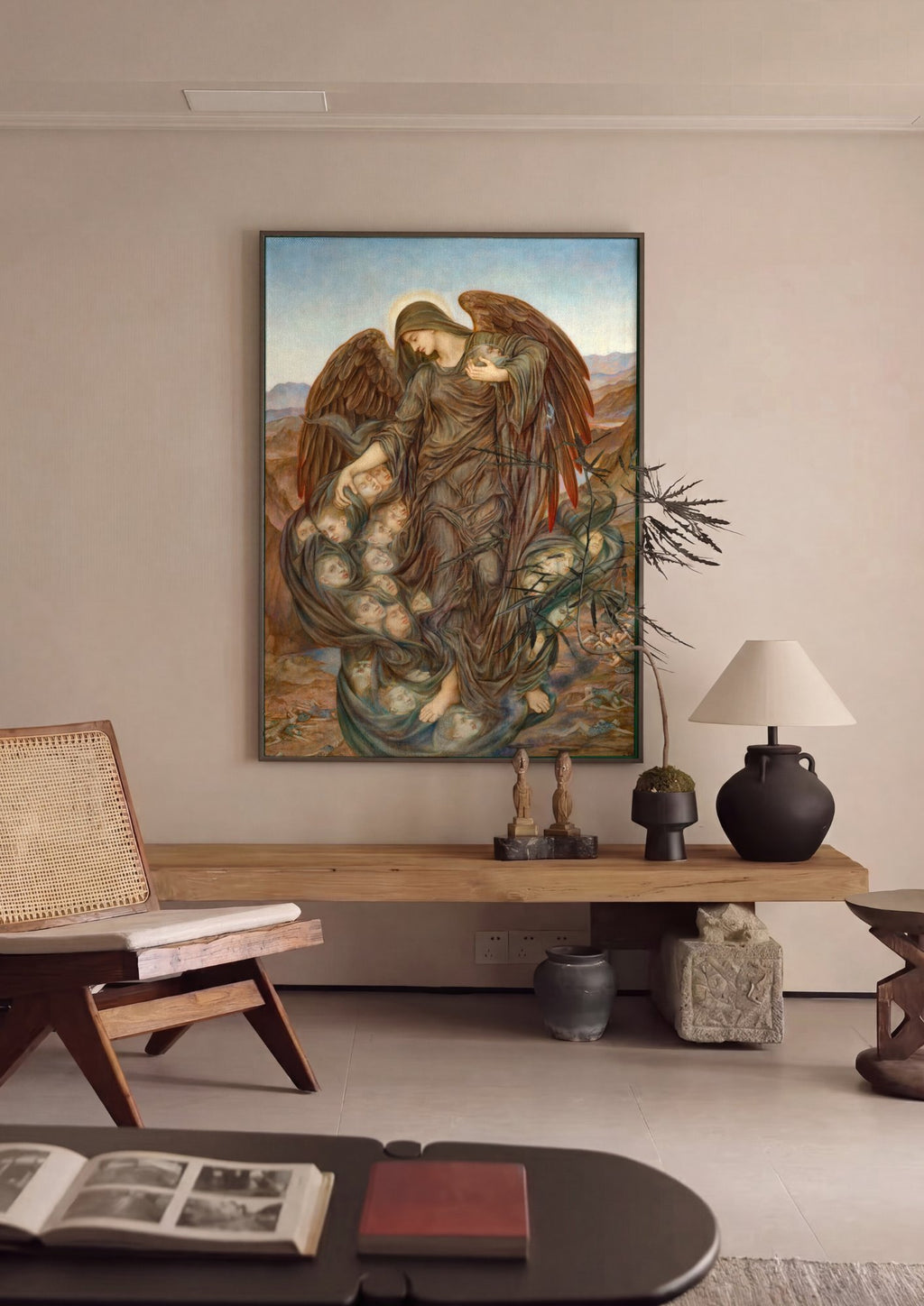 Quadro Decorativo Anjo da Morte (Angel of Death) - Evelyn De Morgan em ambiente decorado