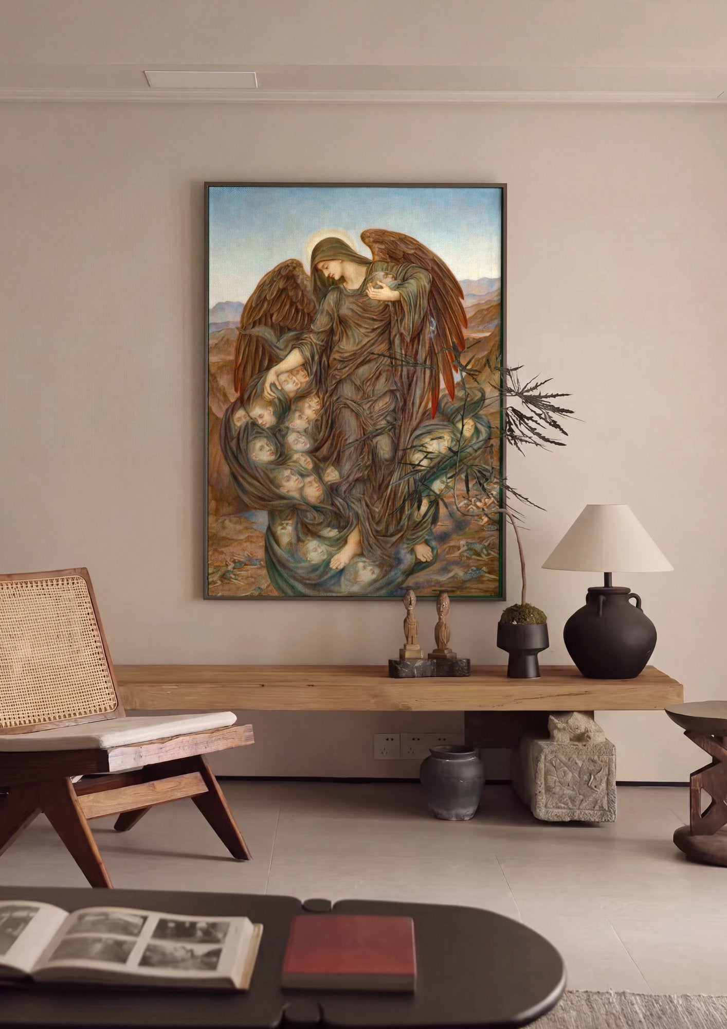 Quadro Decorativo Anjo da Morte (Angel of Death) - Evelyn De Morgan em ambiente decorado