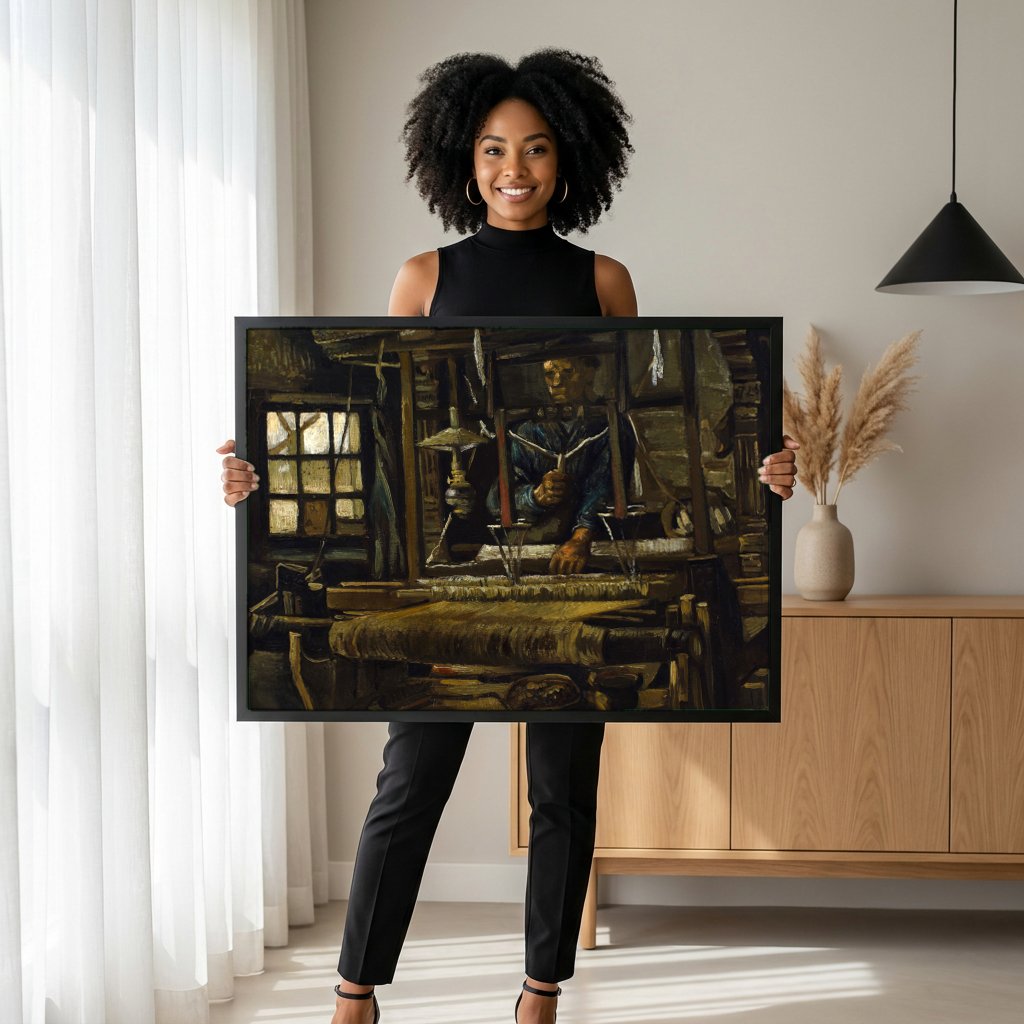 Quadro Decorativo O Tecelão - Van Gogh com modelo em ambiente