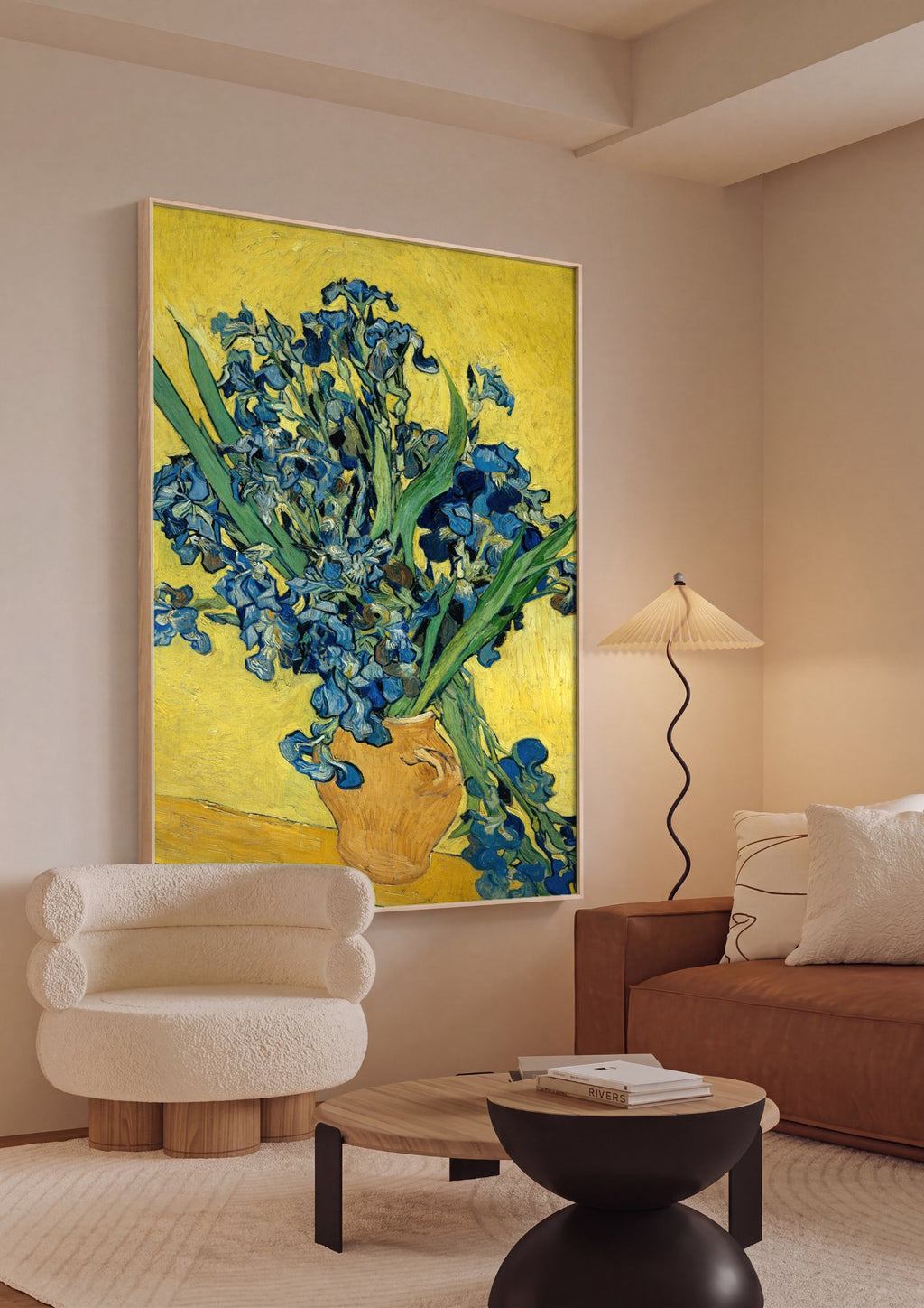 Quadro Decorativo Irises - Van Gogh em ambiente decorado