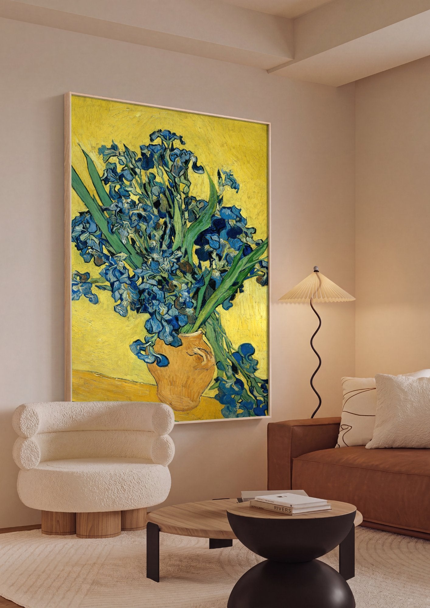 Quadro Decorativo Irises - Van Gogh em ambiente decorado