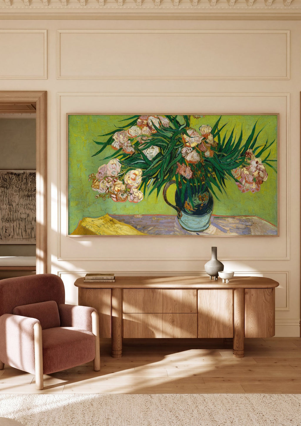Quadro Decorativo 'Oleandros' - Van Gogh em ambiente decorado