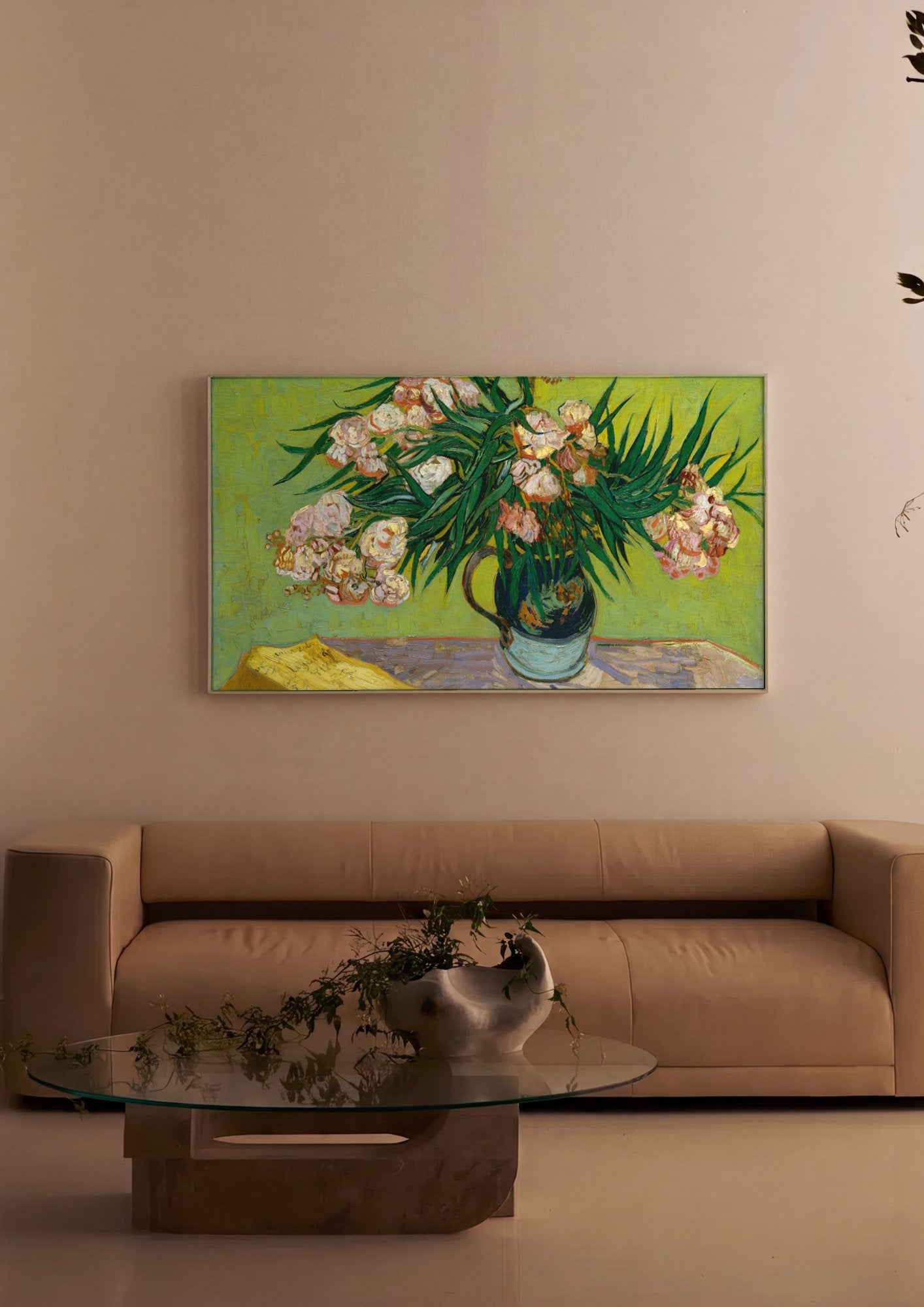 Quadro Decorativo 'Oleandros' - Van Gogh em ambiente decorado