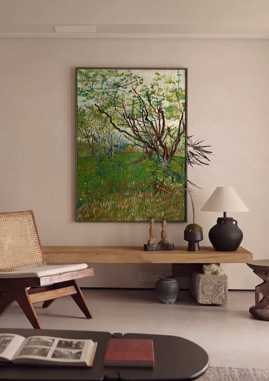 Quadro Decorativo Pomar em Flor - Van Gogh em ambiente decorado