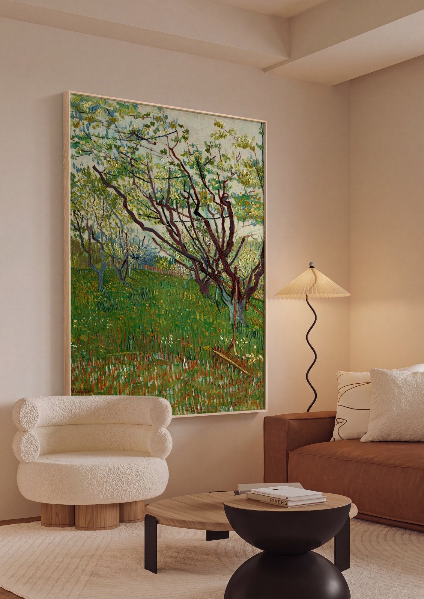 Quadro Decorativo Pomar em Flor - Van Gogh em ambiente decorado