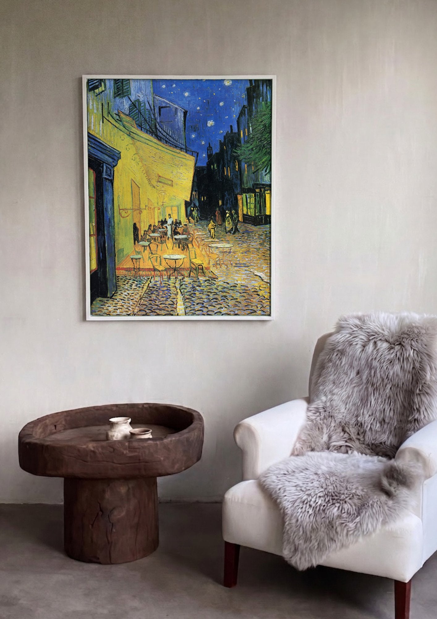 Quadro Decorativo Café à Noite - Van Gogh em ambiente decorado