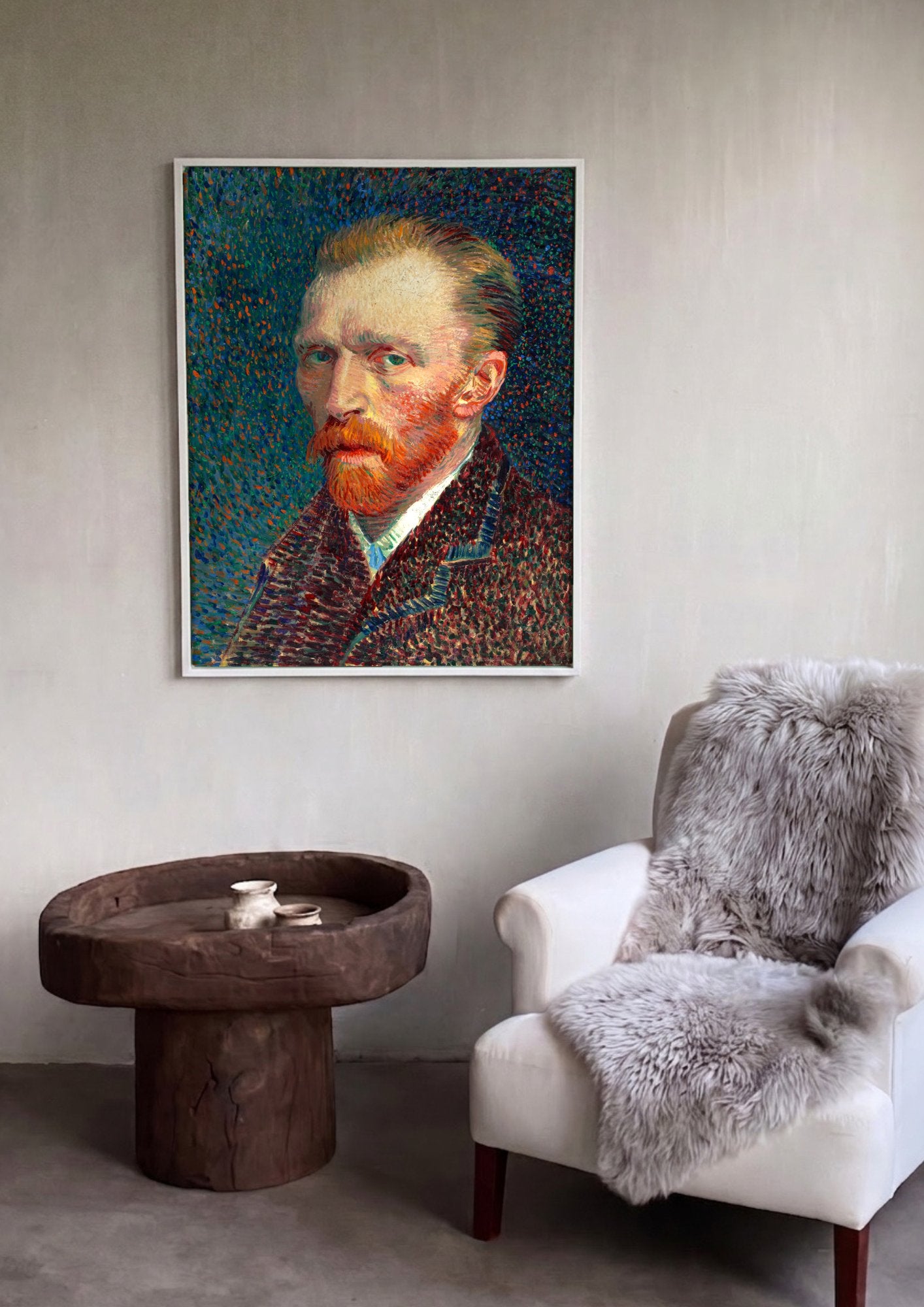 Quadro Decorativo Autorretrato - Van Gogh em ambiente decorado