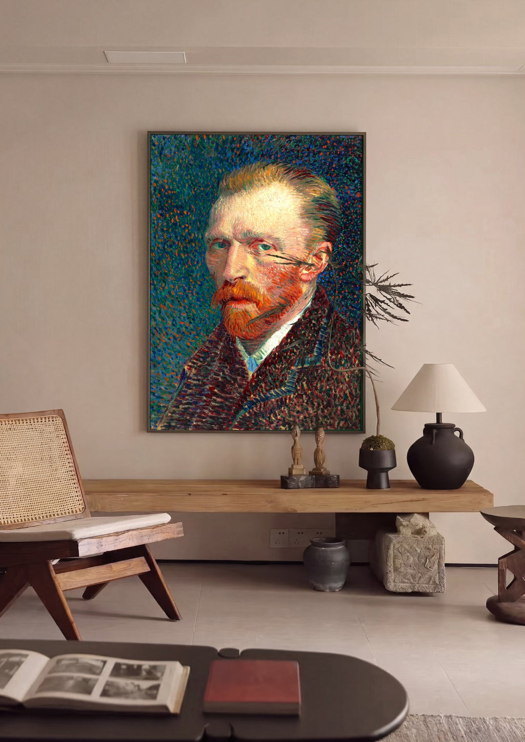 Quadro Decorativo Autorretrato - Van Gogh em ambiente decorado