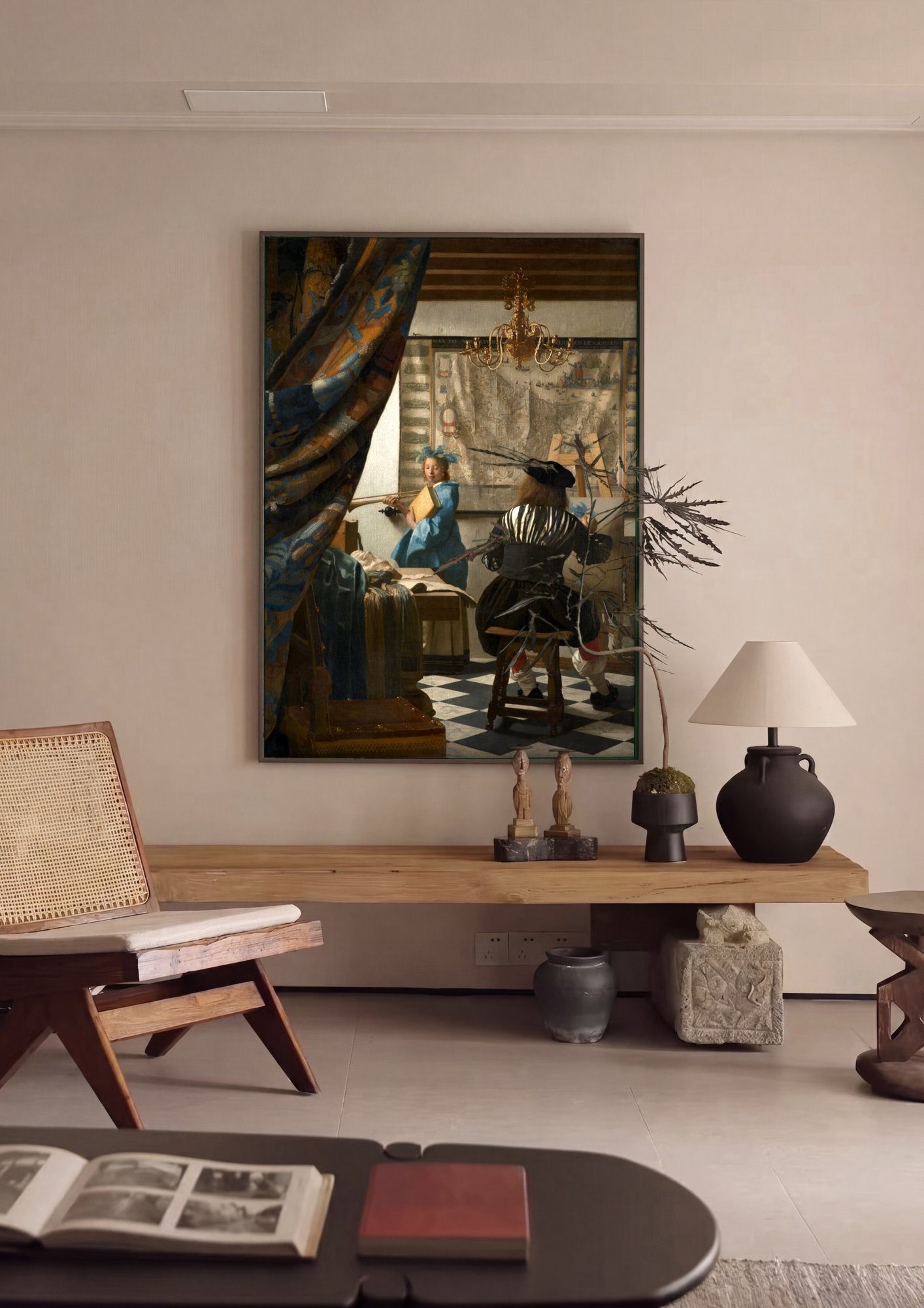Quadro Decorativo A Arte da Pintura - Johannes Vermeer em ambiente decorado