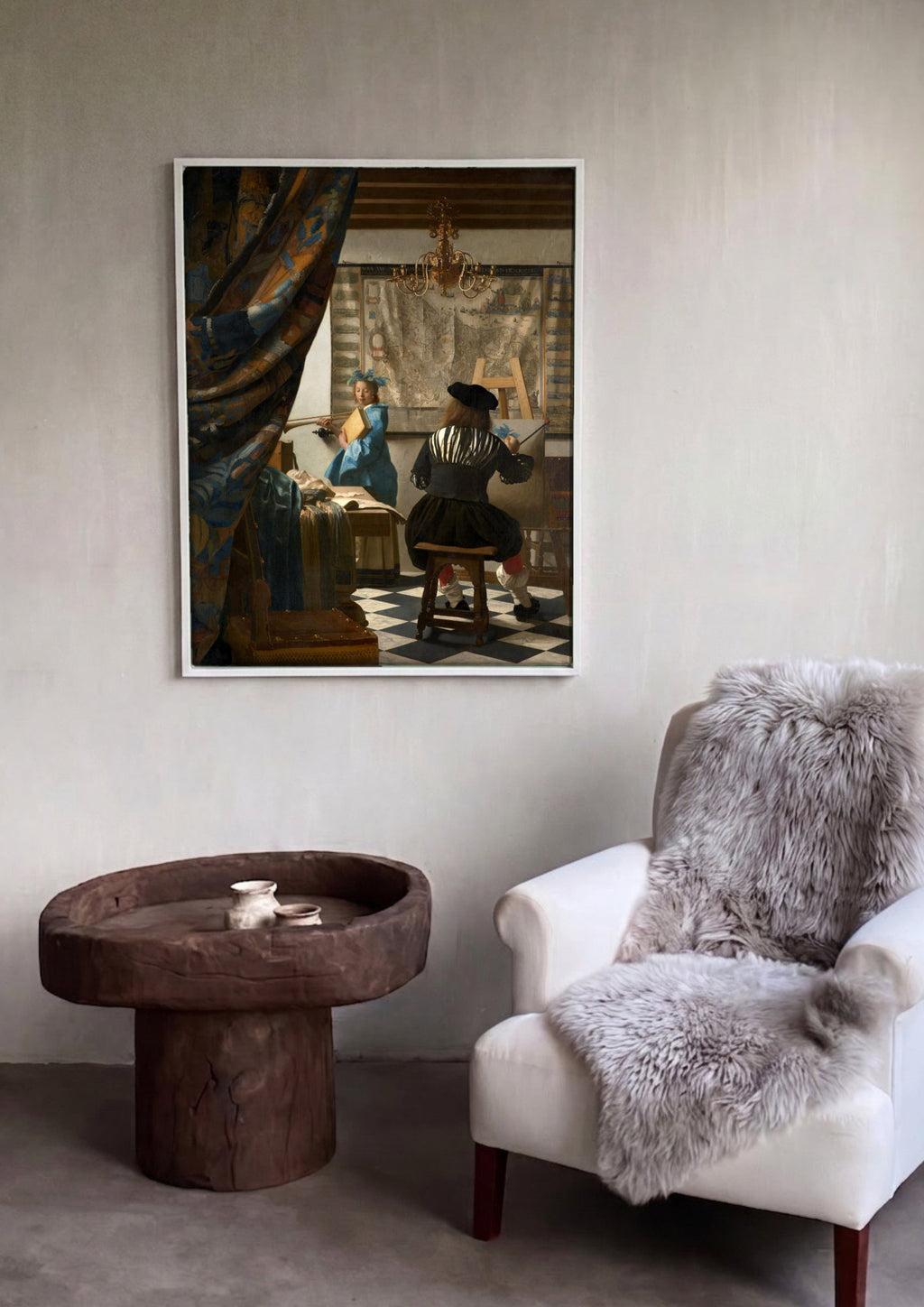 Quadro Decorativo A Arte da Pintura - Johannes Vermeer em ambiente decorado
