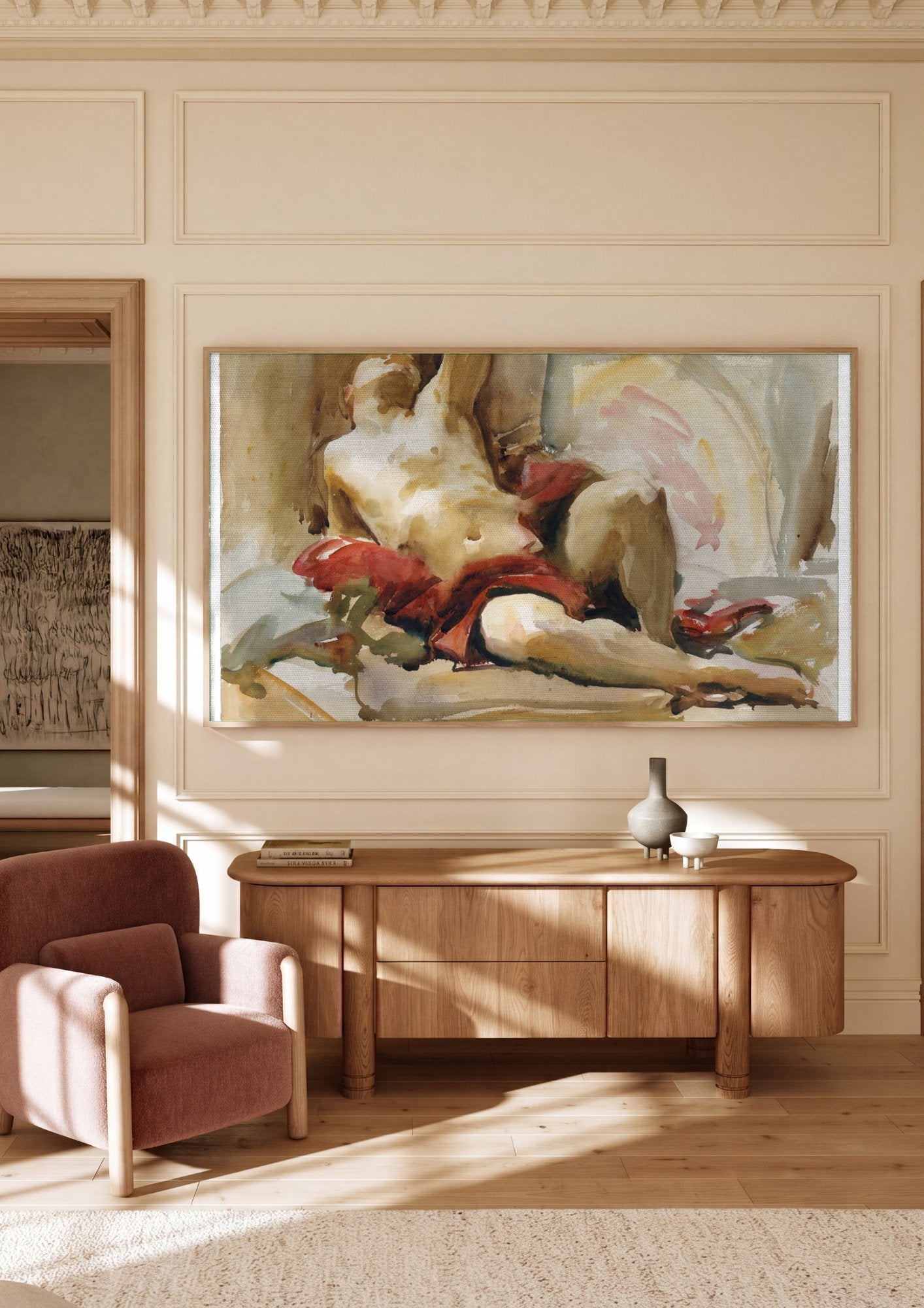 Quadro Decorativo Figura Reclinada - John Singer Sargent em ambiente decorado