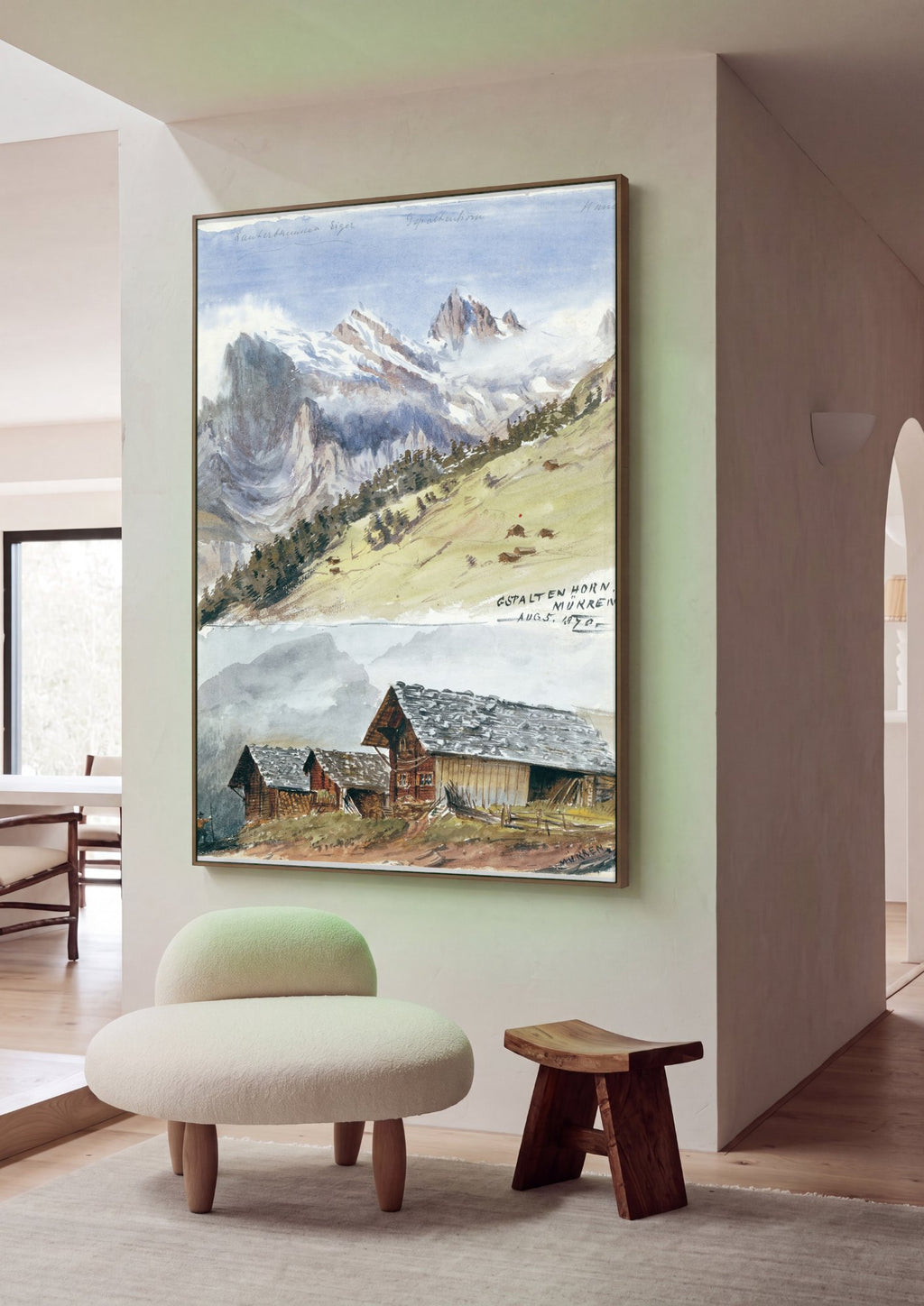 Quadro Decorativo Montanhas Suíças - John Singer Sargent em ambiente decorado