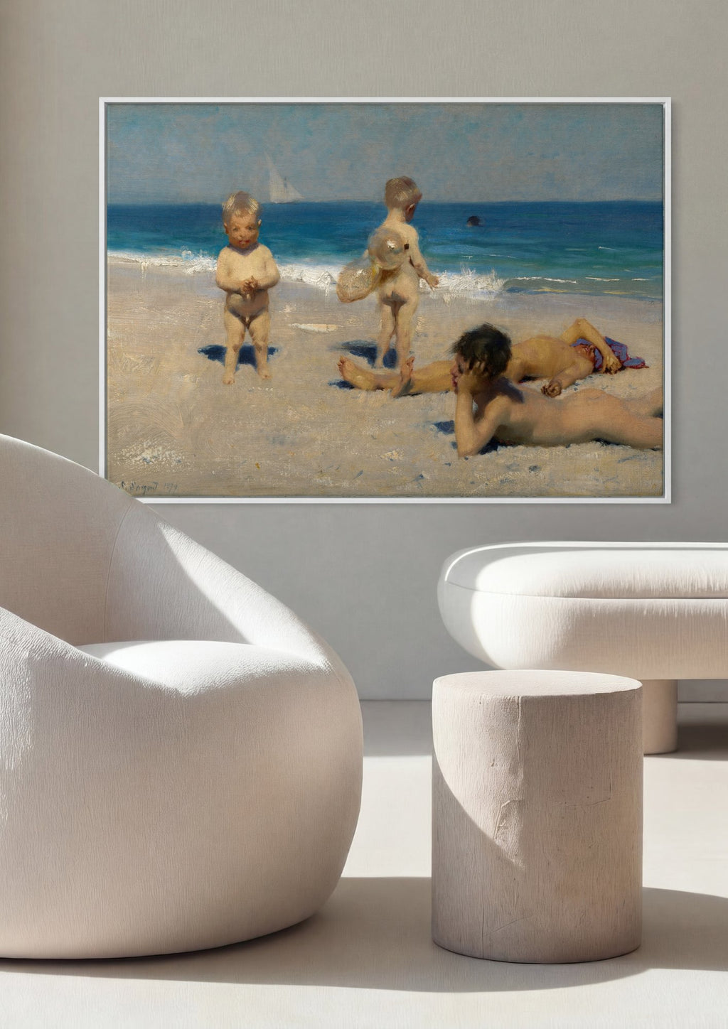 Quadro Decorativo Crianças na Praia - John Singer Sargent em ambiente decorado