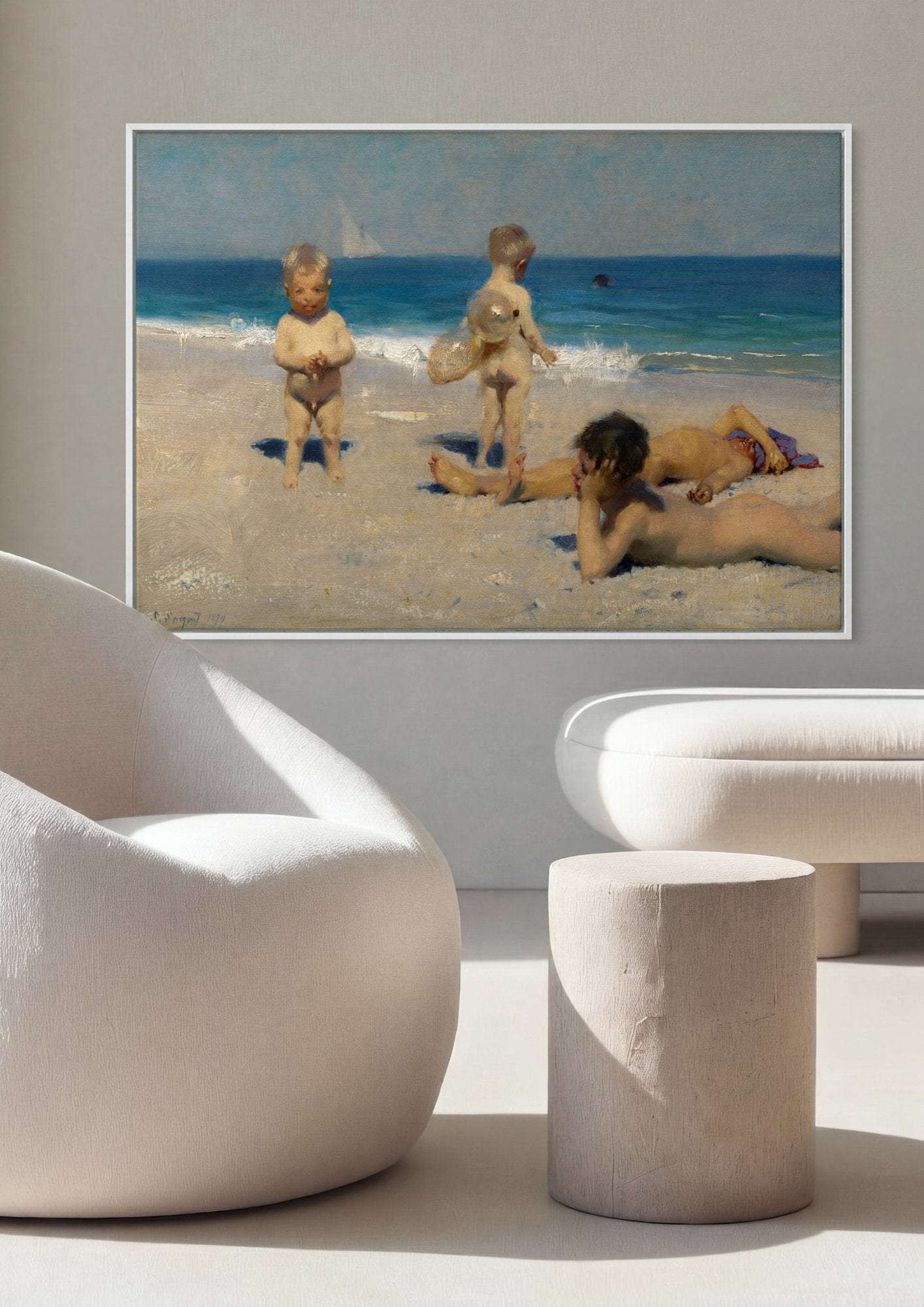 Quadro Decorativo Crianças na Praia - John Singer Sargent em ambiente decorado