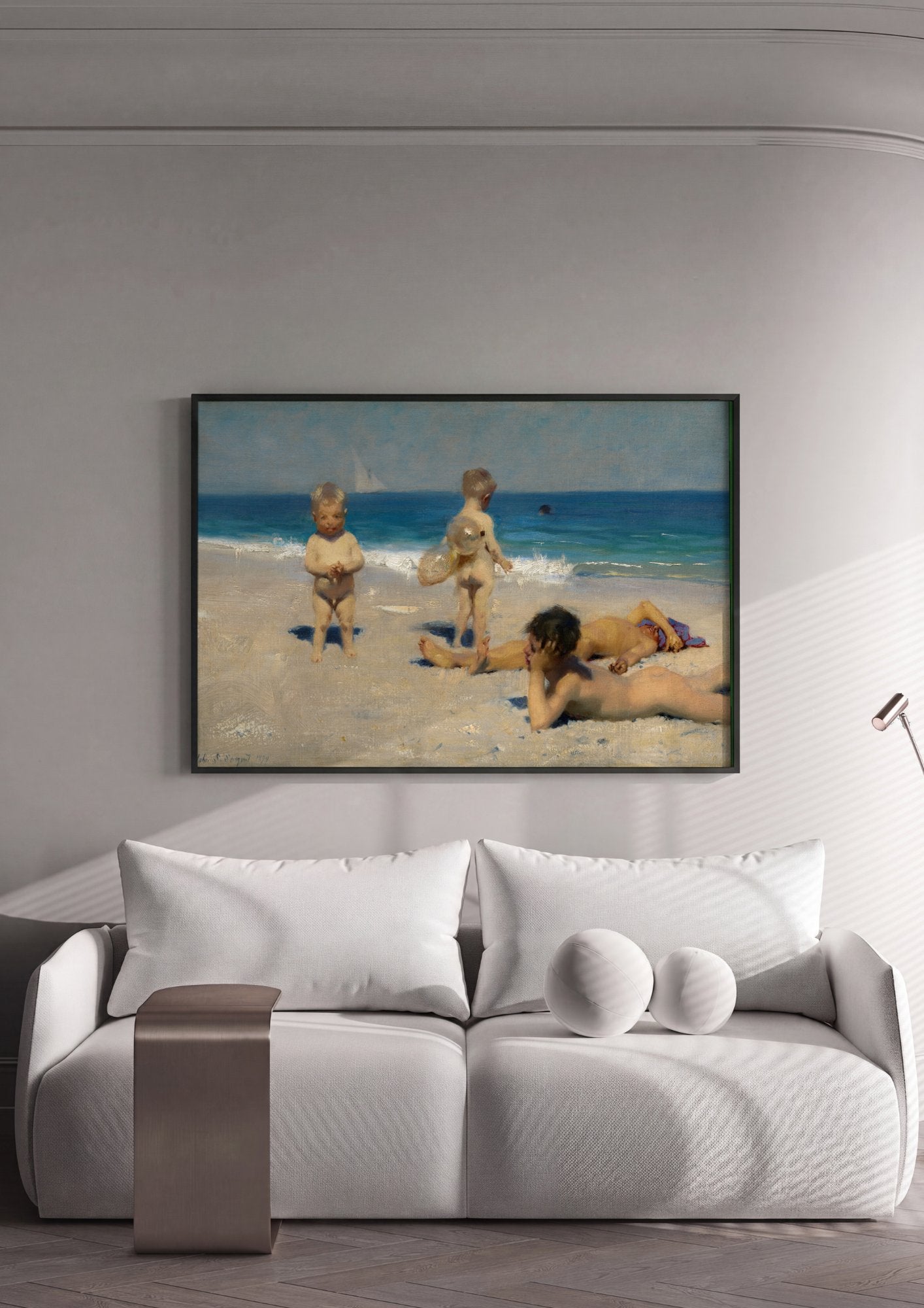 Quadro Decorativo Crianças na Praia - John Singer Sargent em ambiente decorado