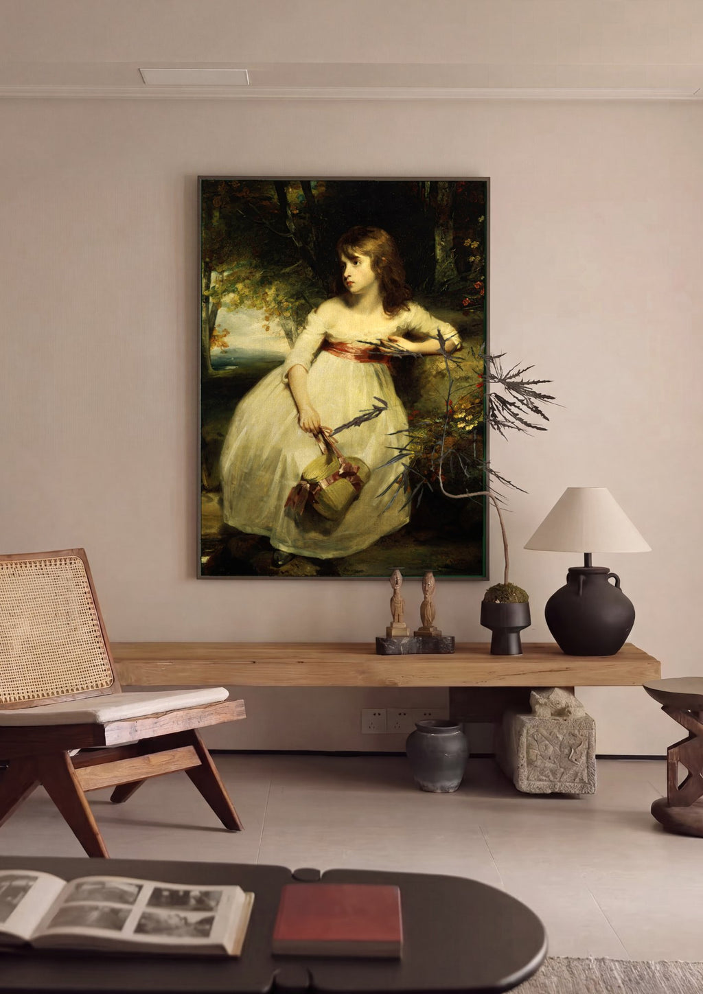 Quadro Decorativo A Menina do Cesto - John Hoppner em ambiente decorado