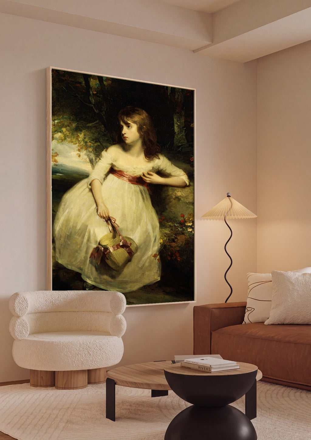 Quadro Decorativo A Menina do Cesto - John Hoppner em ambiente decorado