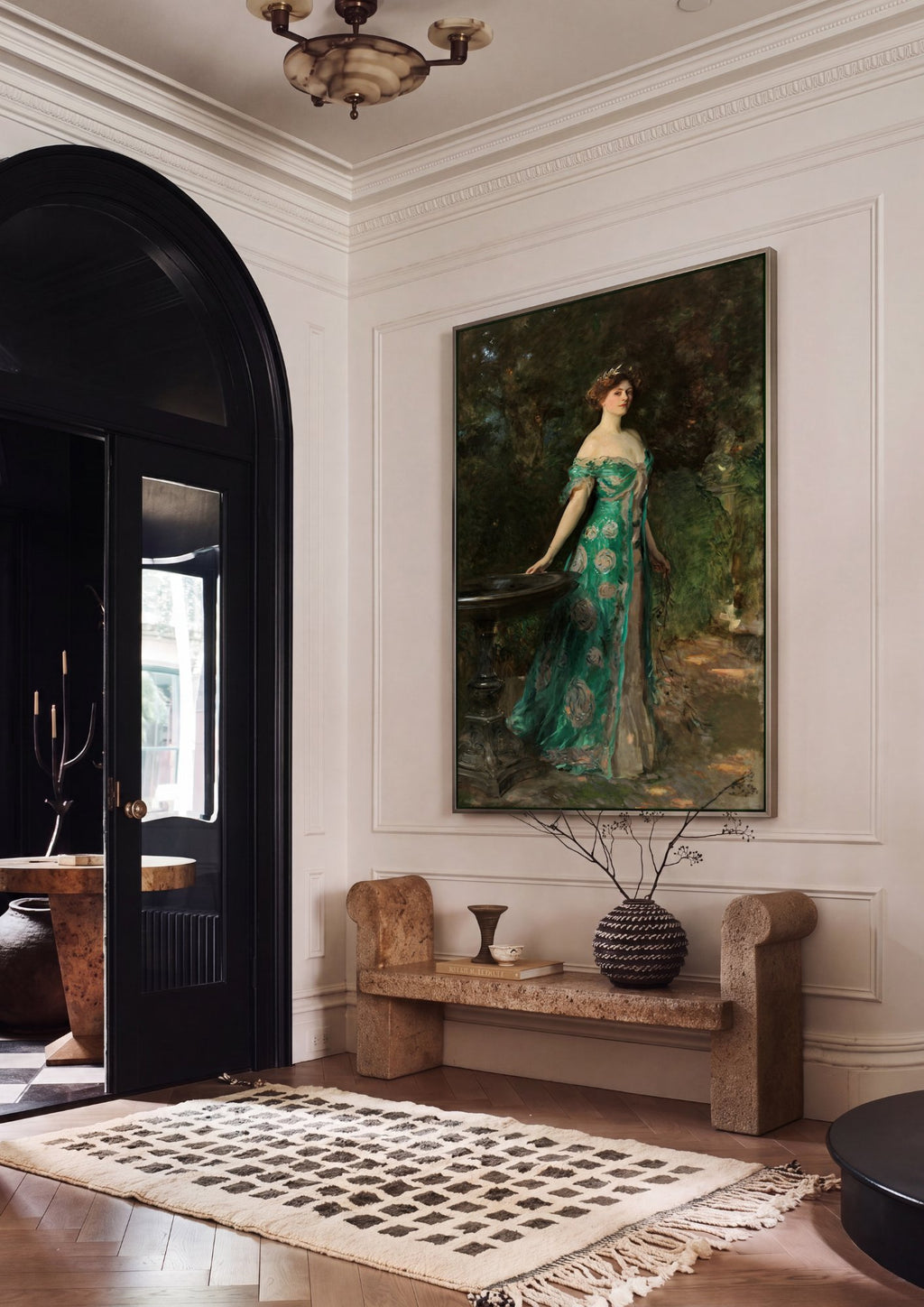 Quadro Decorativo Senhora no Jardim - John Singer Sargent em ambiente decorado