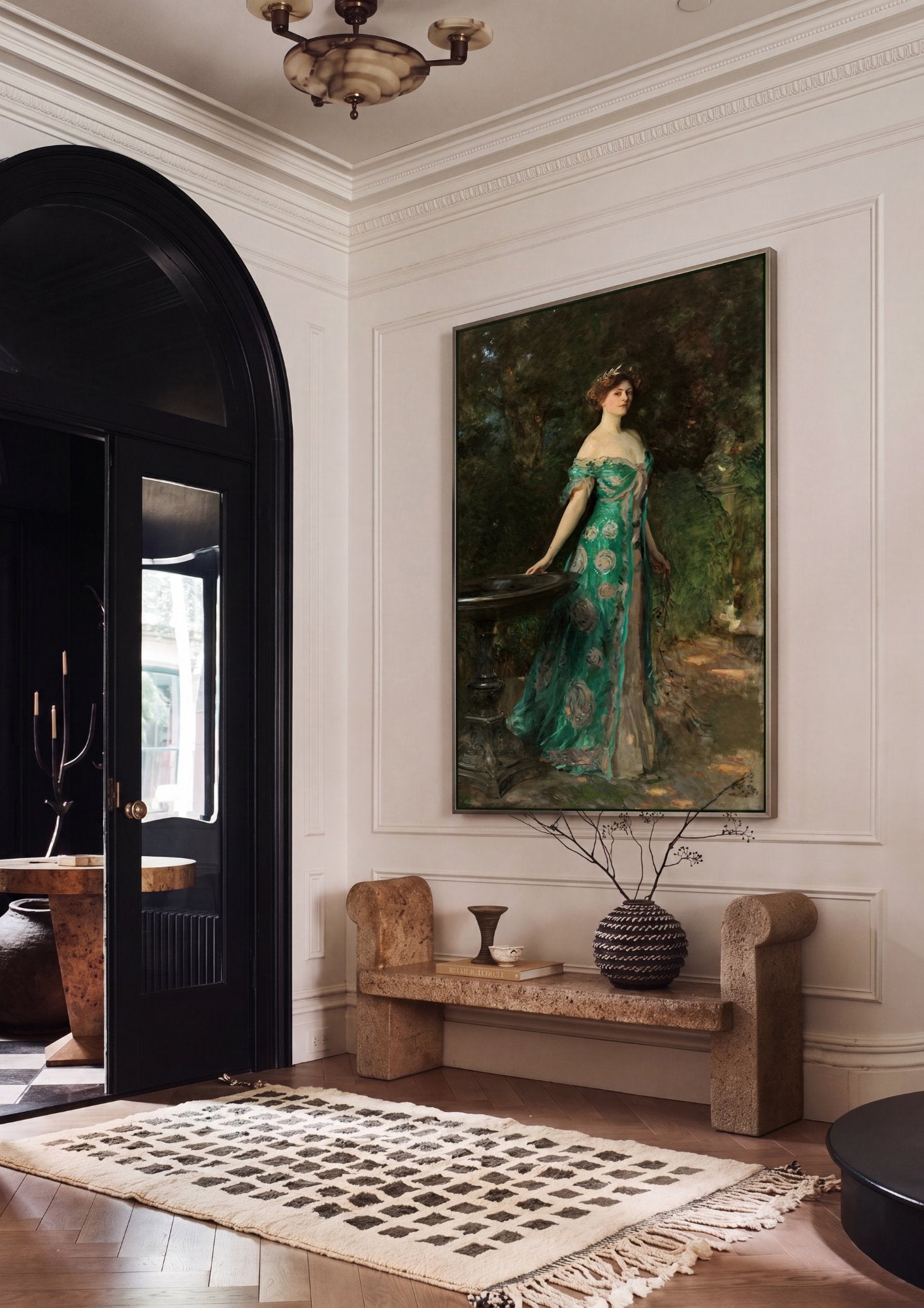 Quadro Decorativo Senhora no Jardim - John Singer Sargent em ambiente decorado