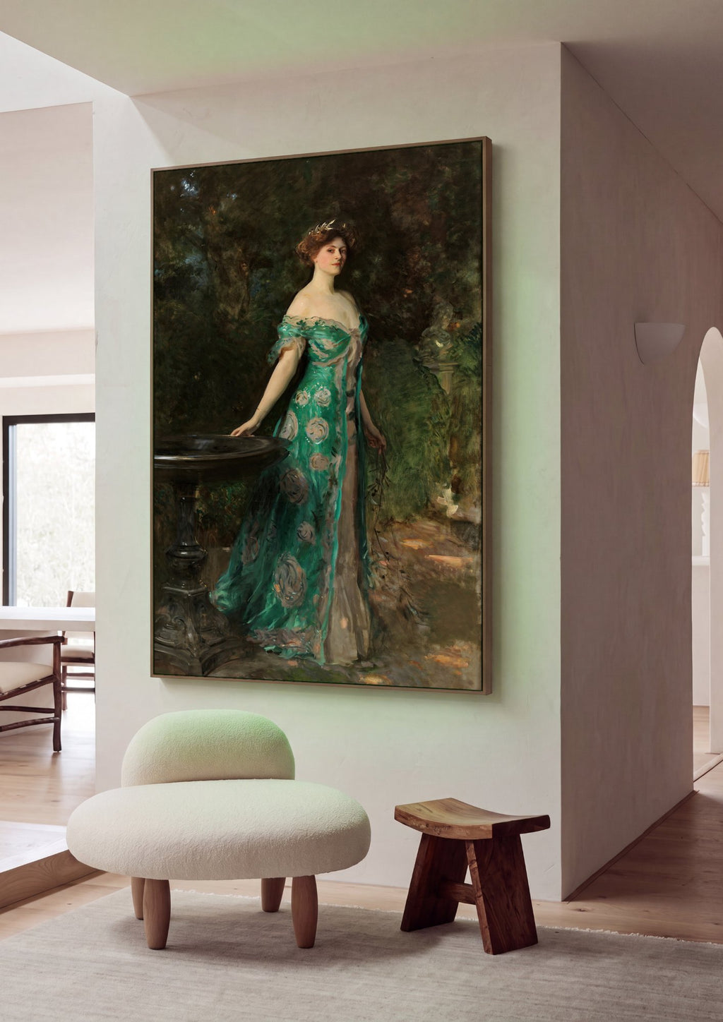 Quadro Decorativo Senhora no Jardim - John Singer Sargent em ambiente decorado