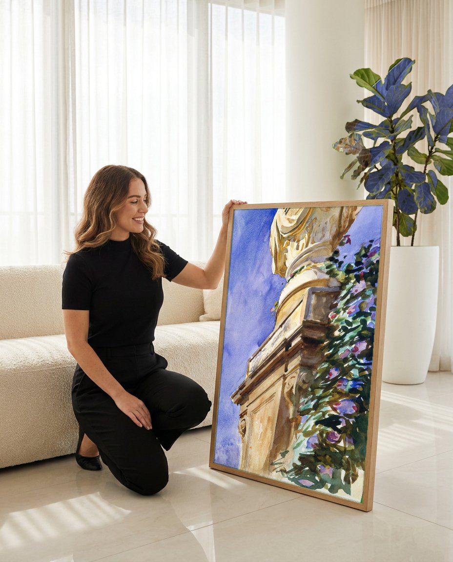 Quadro Decorativo Jardins Italianos - John Singer Sargent com modelo em ambiente