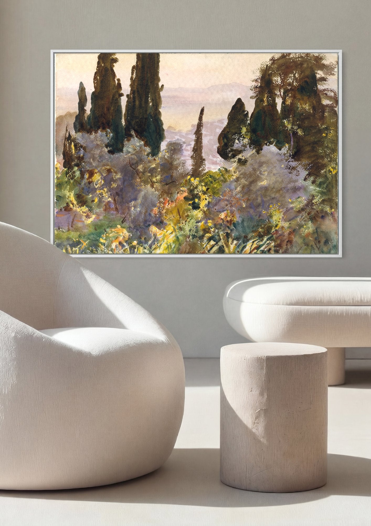 Quadro Decorativo Jardins na Itália - John Singer Sargent em ambiente decorado