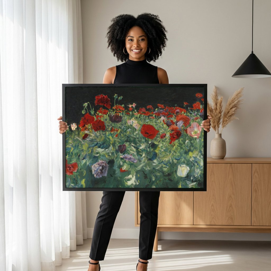 Quadro Decorativo Campo de Papoulas - John Singer Sargent com modelo em ambiente