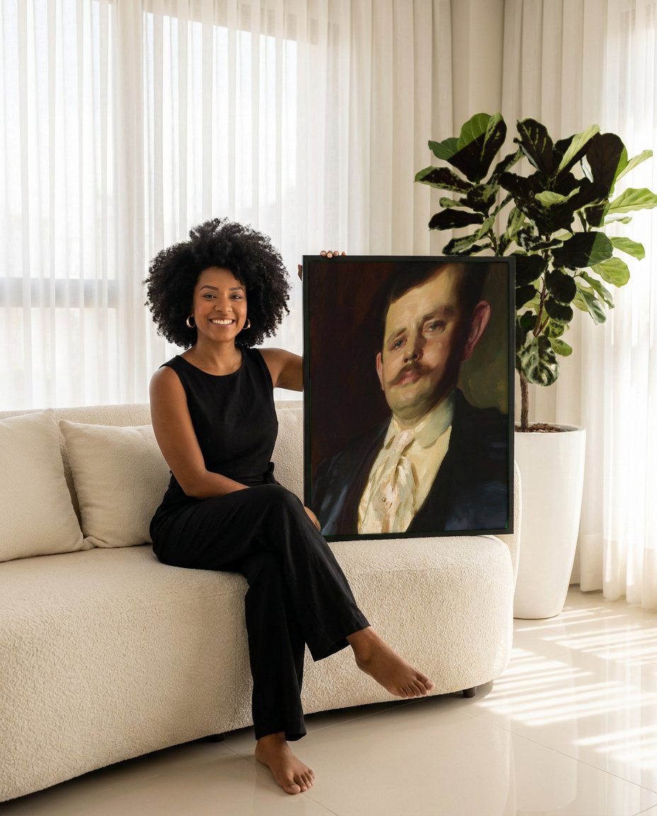 Quadro Decorativo Retrato Masculino - John Singer Sargent com modelo em ambiente
