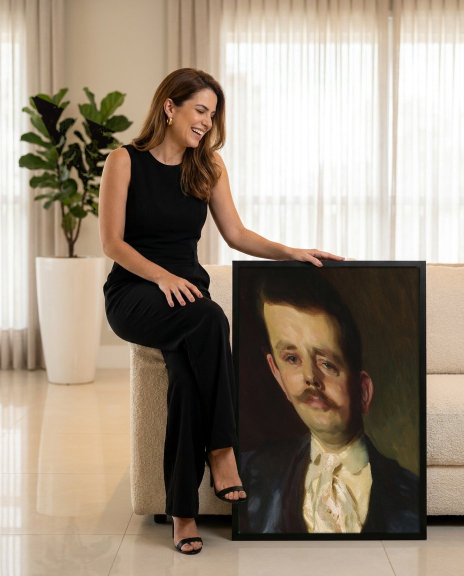 Quadro Decorativo Retrato Masculino - John Singer Sargent com modelo em ambiente