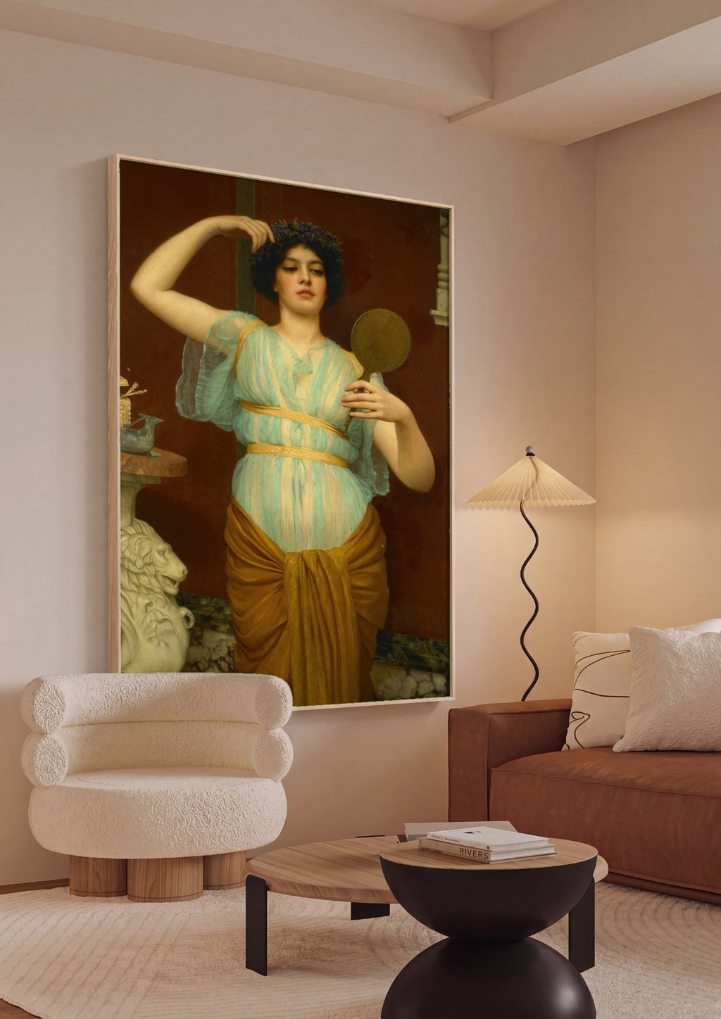 Quadro Decorativo A Coroa de Flores - John William Godward em ambiente decorado