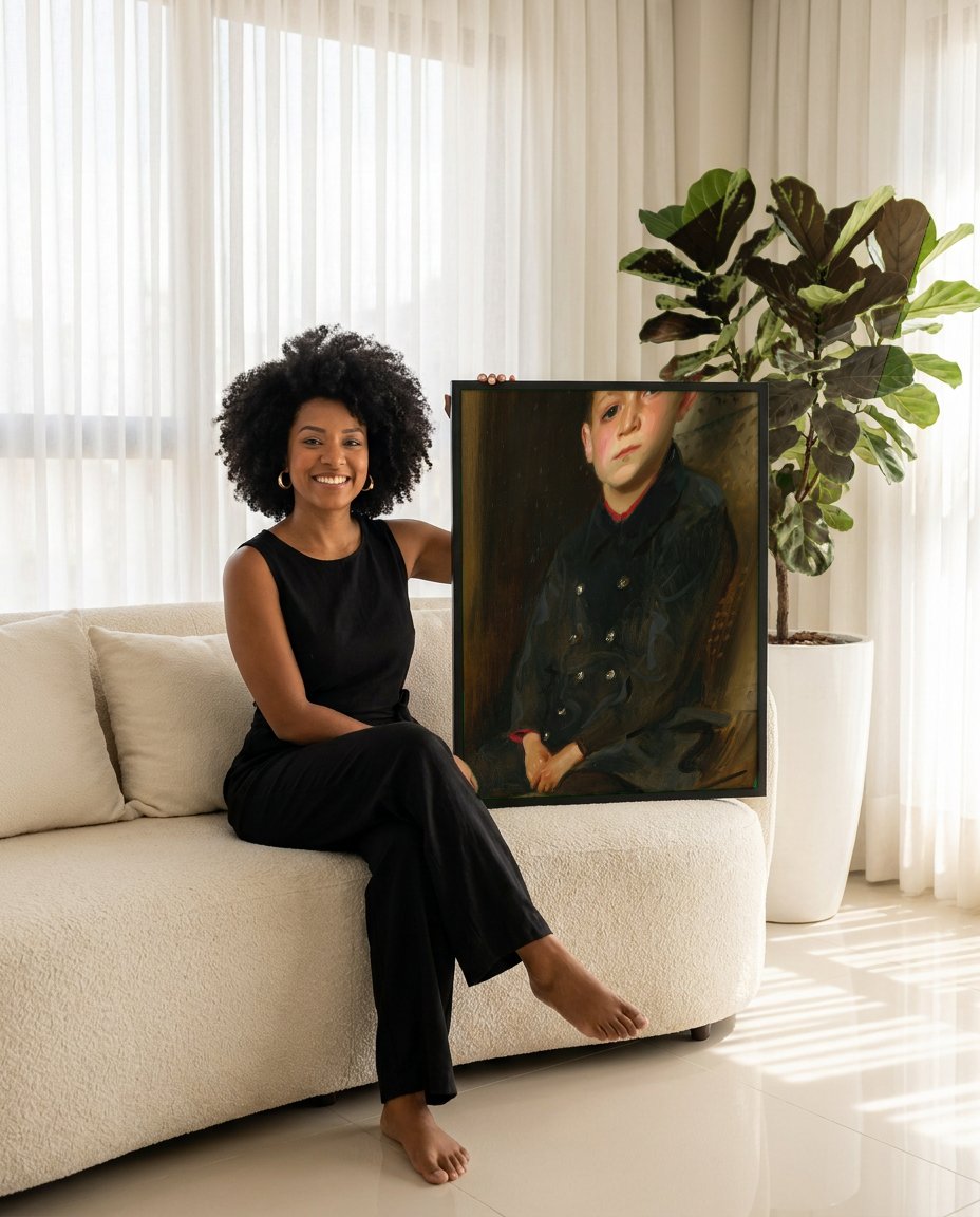 Quadro Decorativo Retrato de Menino - John Singer Sargent com modelo em ambiente