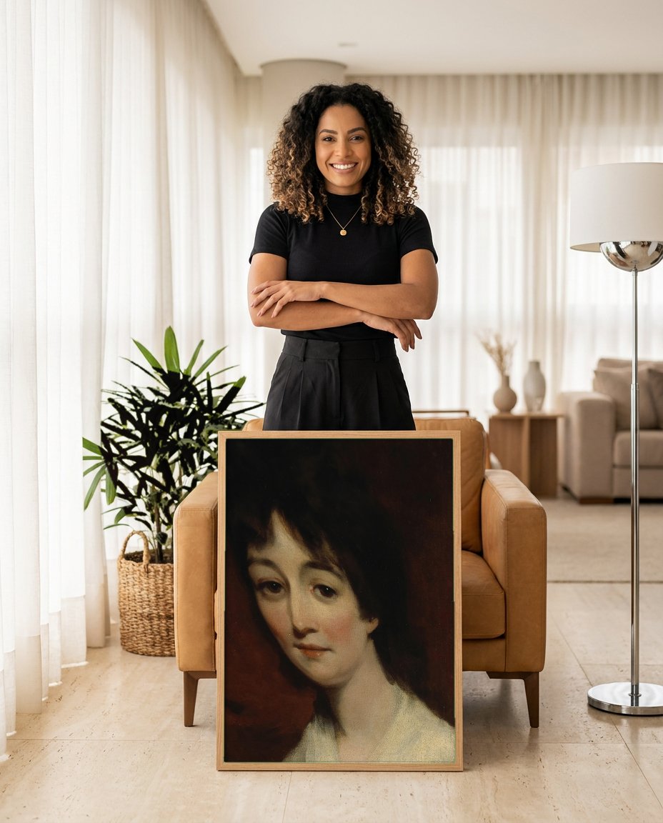Quadro Decorativo Retrato Feminino - John Hoppner com modelo em ambiente