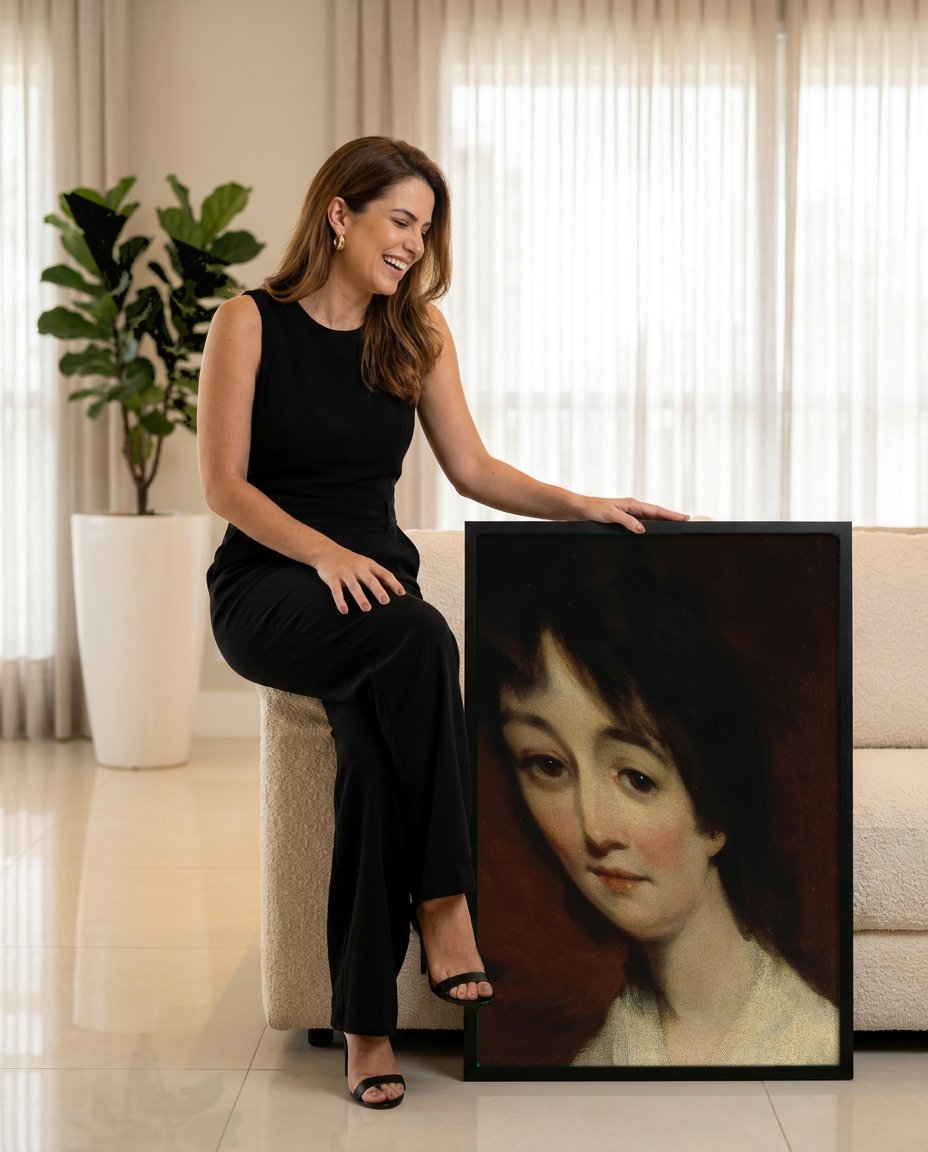 Quadro Decorativo Retrato Feminino - John Hoppner com modelo em ambiente