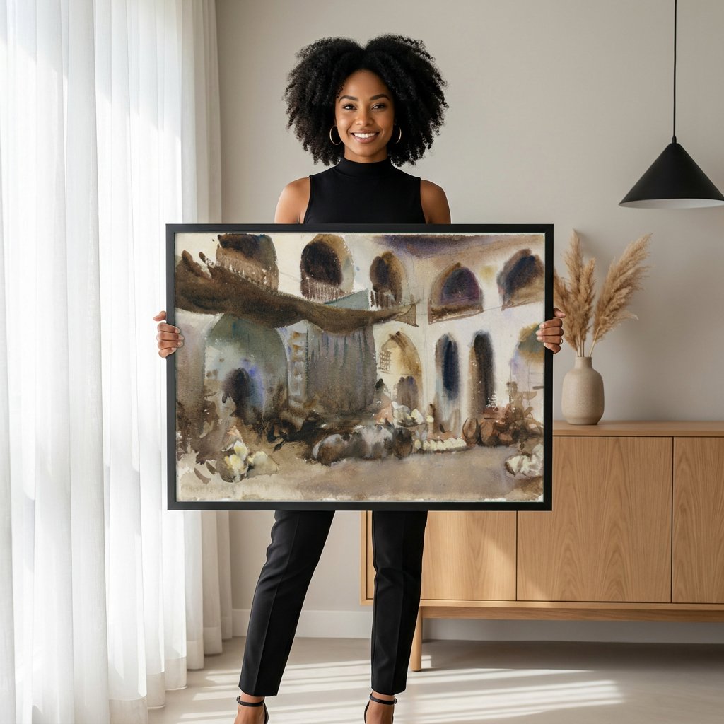 Quadro Decorativo Mercado Oriental - John Singer Sargent com modelo em ambiente