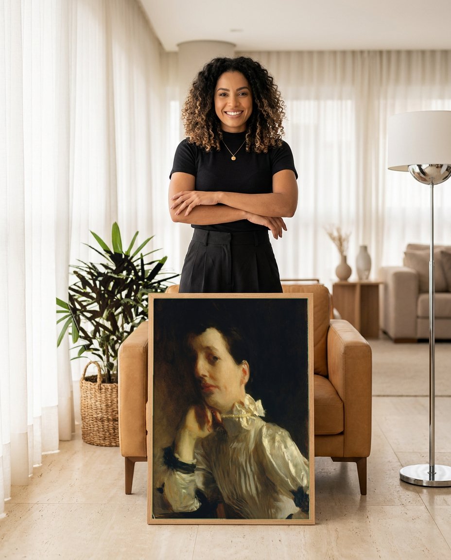 Quadro Decorativo Retrato de Mulher - John Singer Sargent com modelo em ambiente