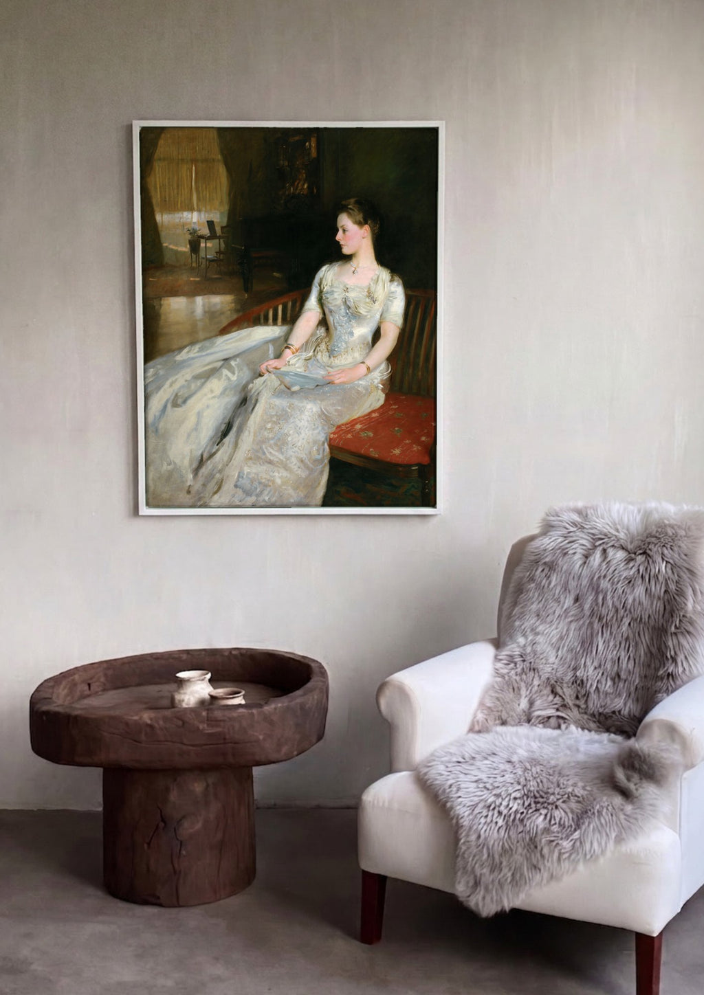 Quadro Decorativo Senhora em Branco - John Singer Sargent em ambiente decorado