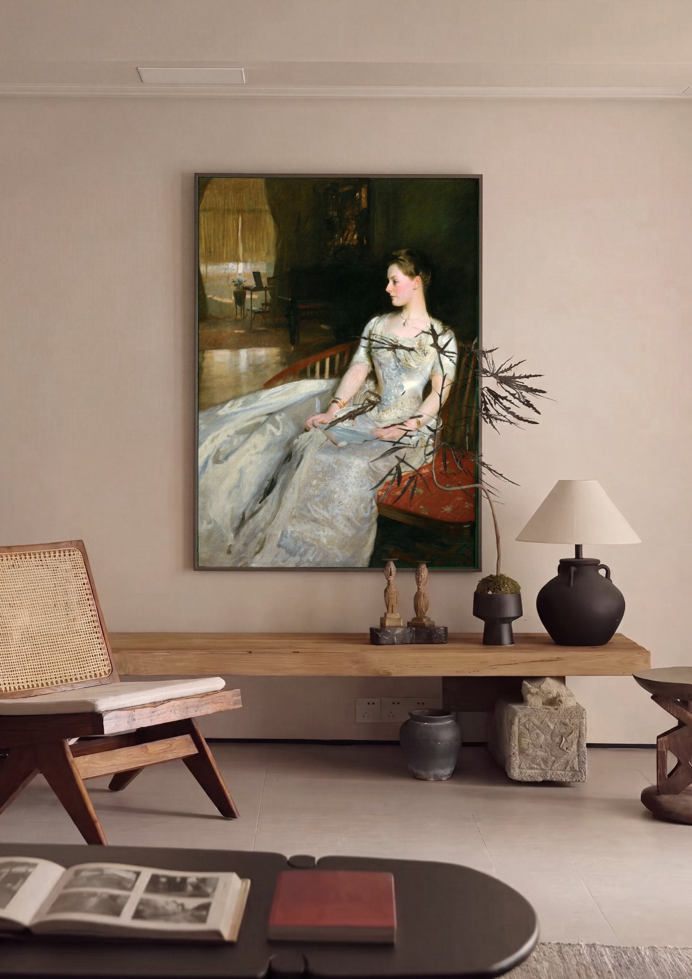 Quadro Decorativo Senhora em Branco - John Singer Sargent em ambiente decorado