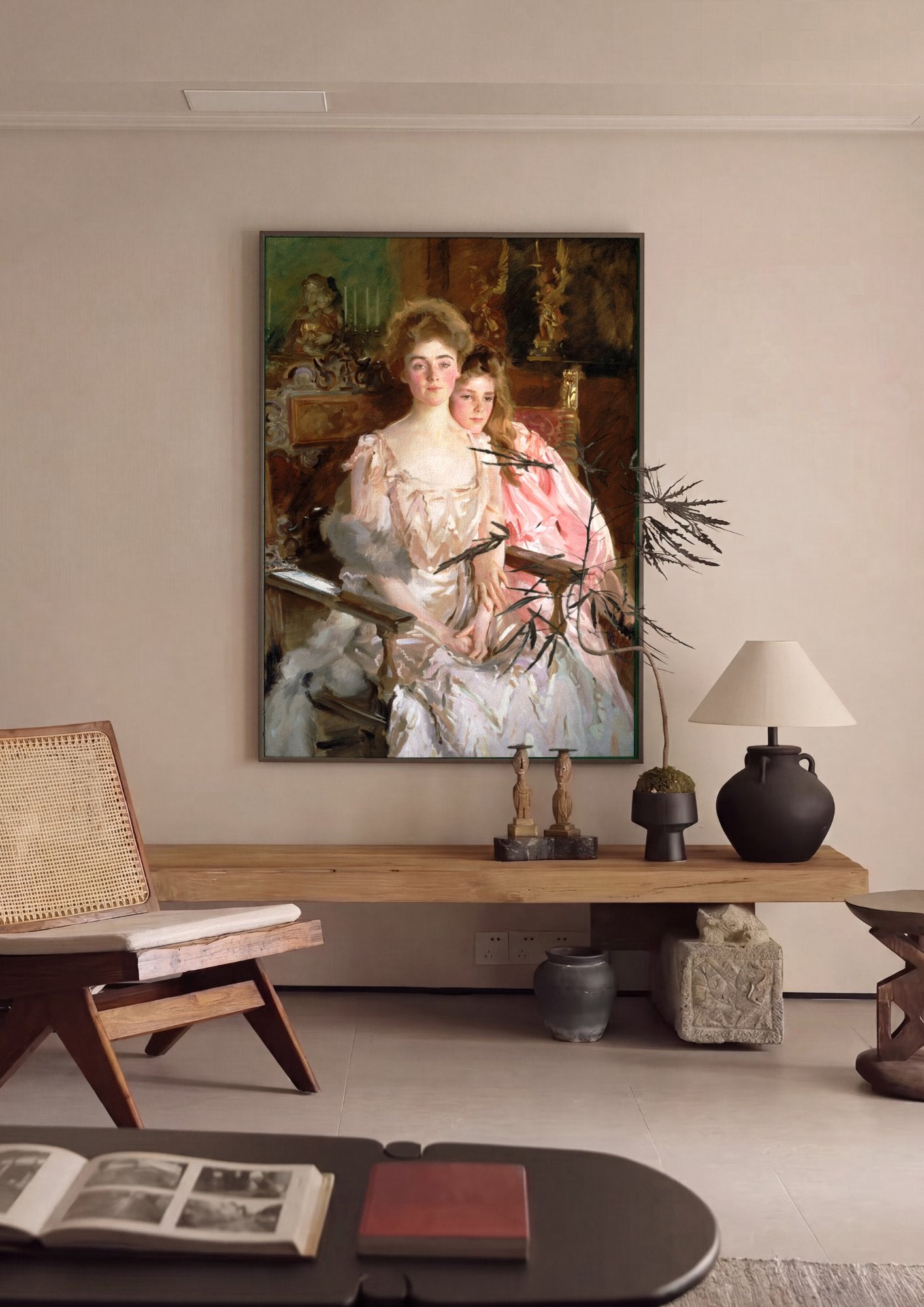 Quadro Decorativo Senhora e Menina - John Singer Sargent em ambiente decorado