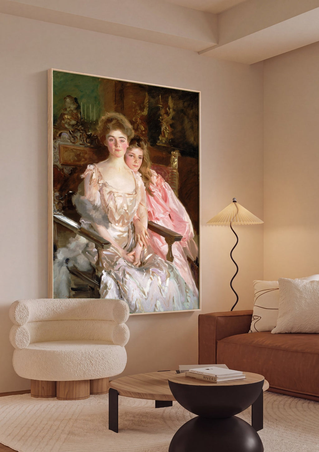Quadro Decorativo Senhora e Menina - John Singer Sargent em ambiente decorado