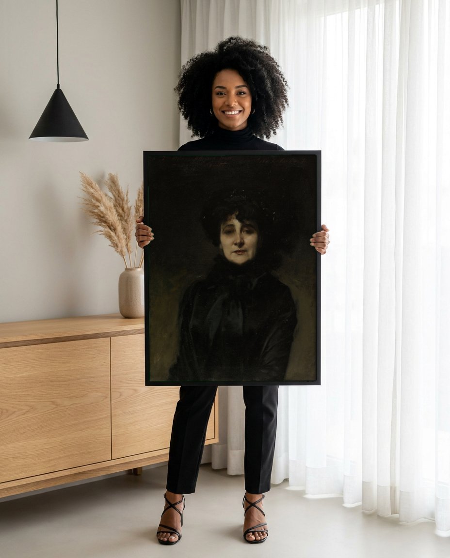 Quadro Decorativo Retrato Feminino - John Singer Sargent com modelo em ambiente