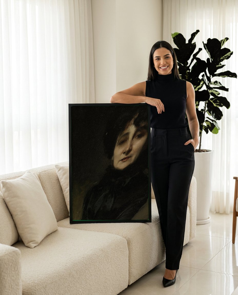 Quadro Decorativo Retrato Feminino - John Singer Sargent com modelo em ambiente