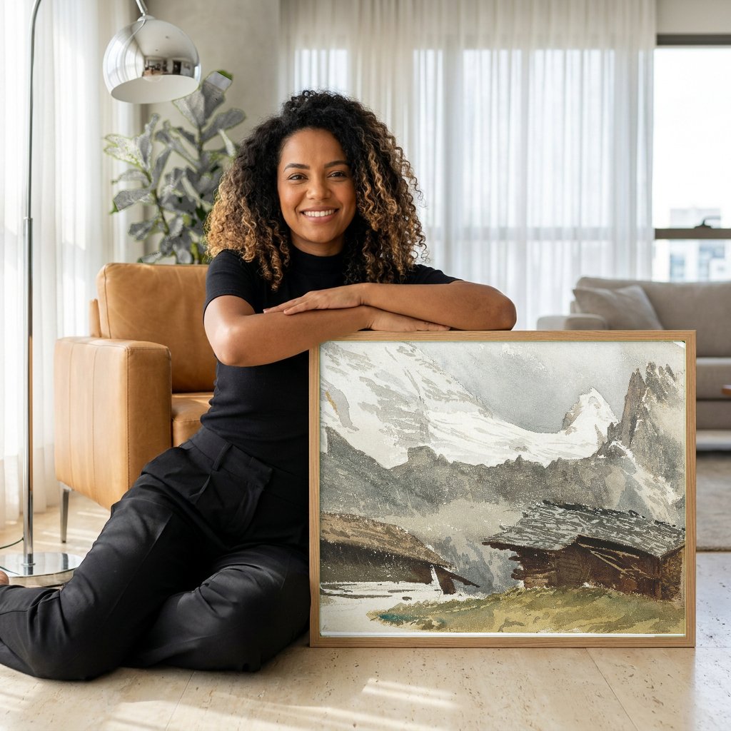 Quadro Decorativo Montanhas Alpinas - John Singer Sargent com modelo em ambiente
