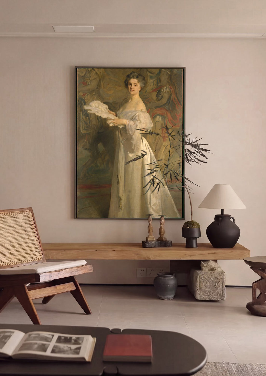 Quadro Decorativo Senhora com Leque - John Singer Sargent em ambiente decorado