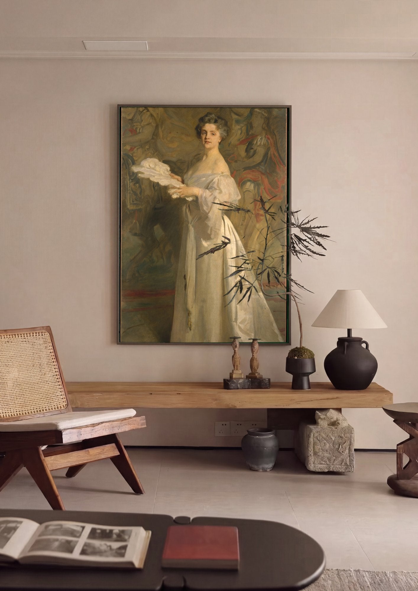 Quadro Decorativo Senhora com Leque - John Singer Sargent em ambiente decorado