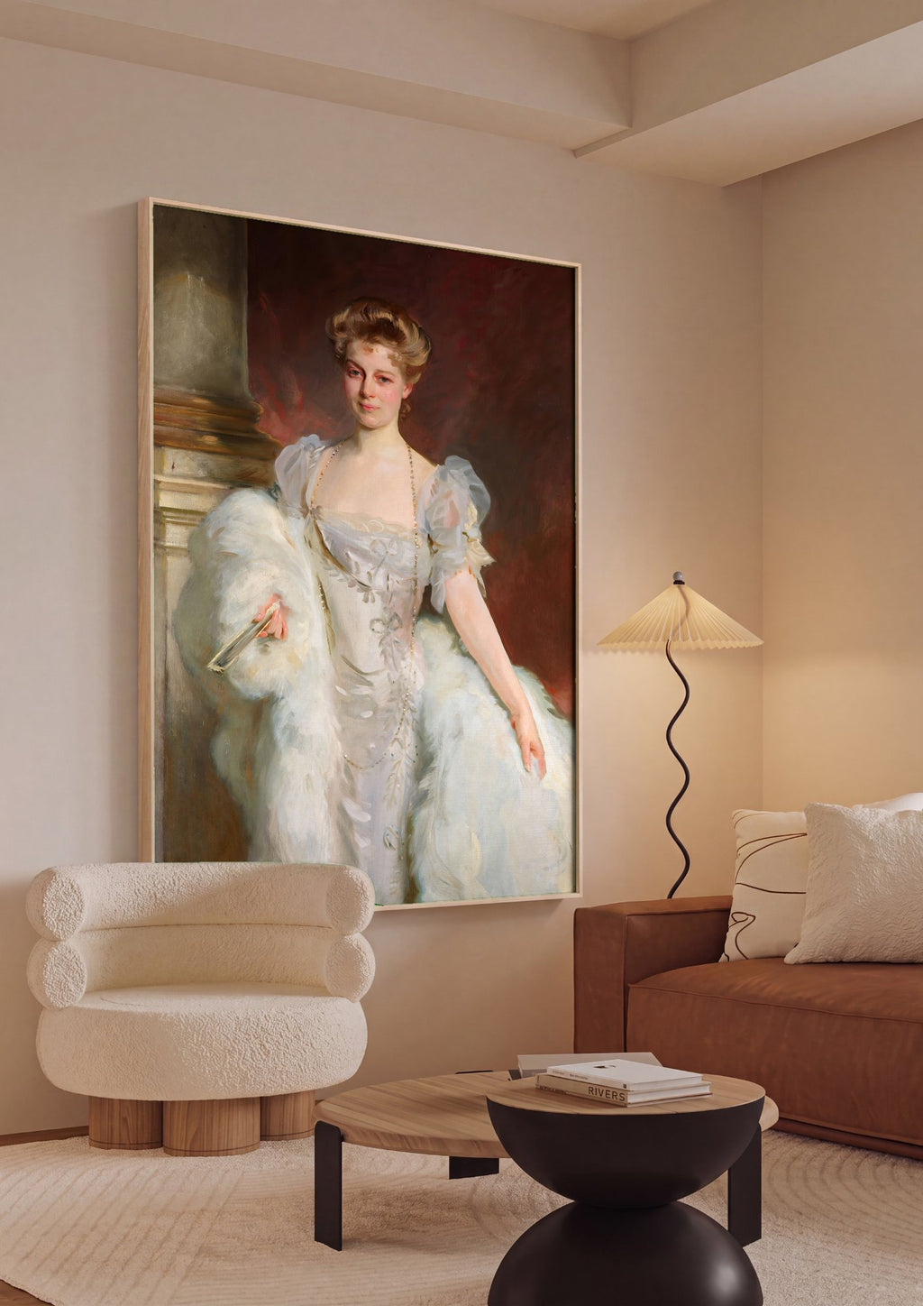 Quadro Decorativo Senhora com Leque - John Singer Sargent em ambiente decorado
