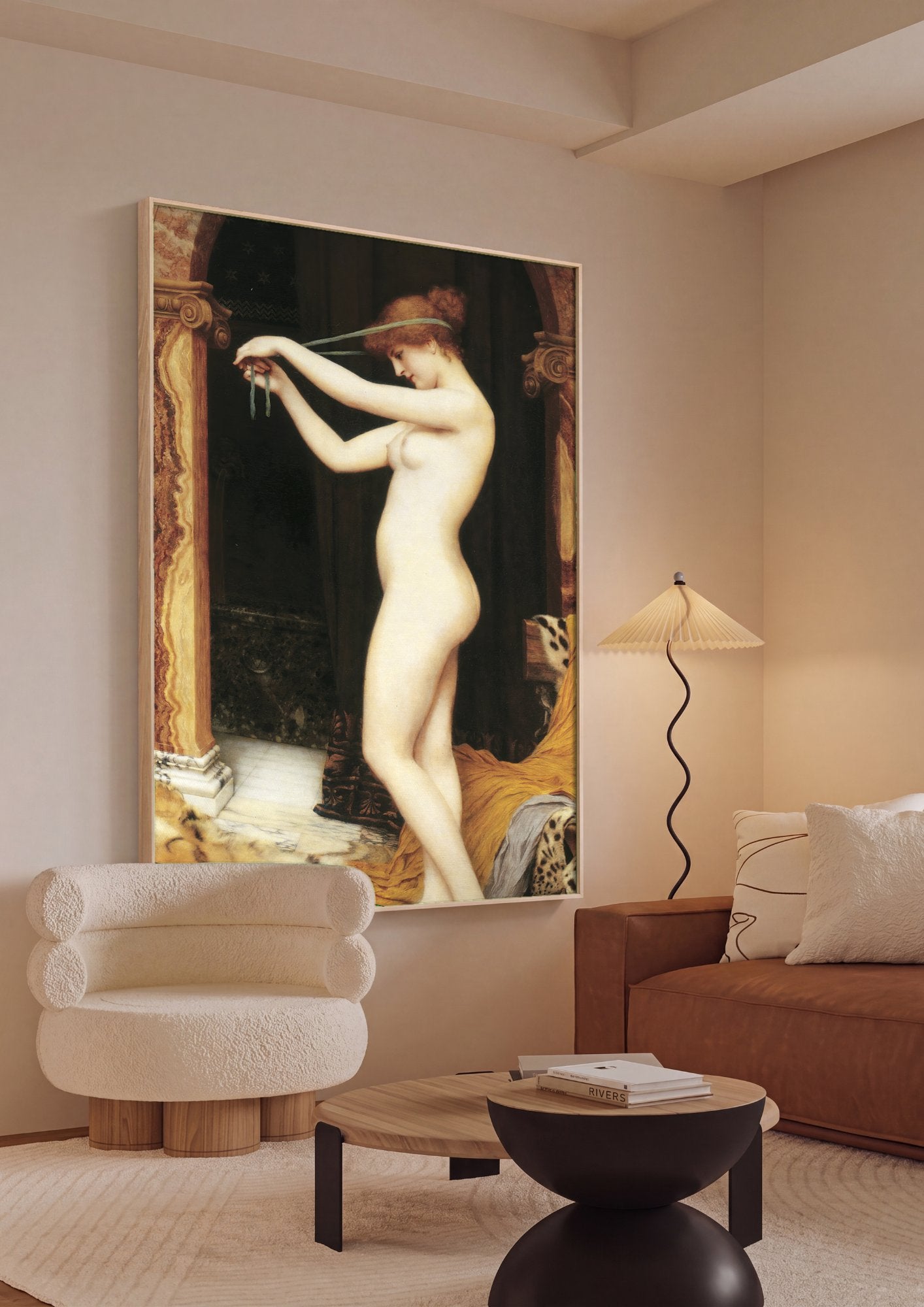 Quadro Decorativo A New Greel Gown - John William Godward em ambiente decorado